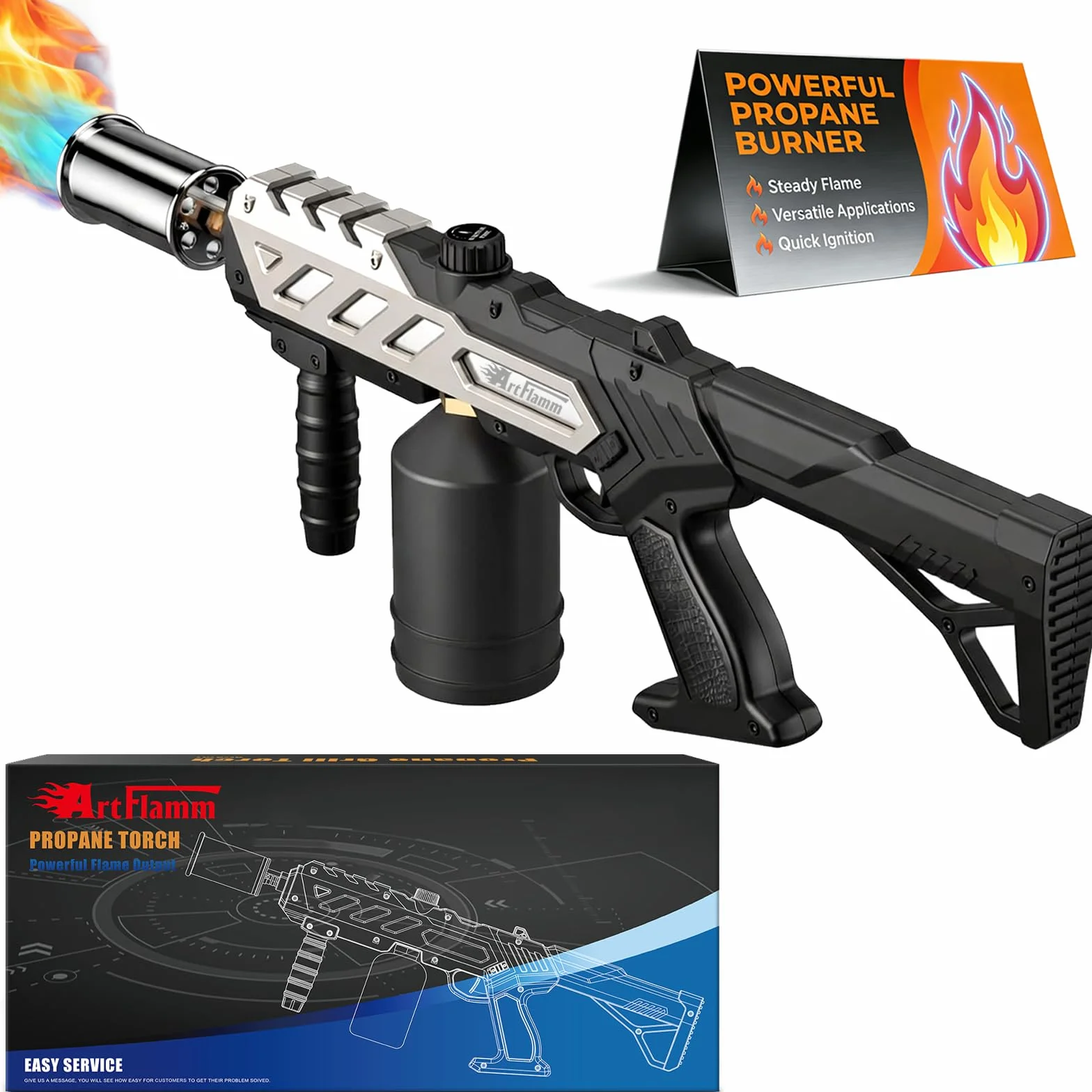 Potente antorcha de propano con diseño desmontable, pistola de soplete de cocina con llama ajustable, quemador de llama para barbacoa, encendedor de carbón, fogata, deshierbe (tanque no