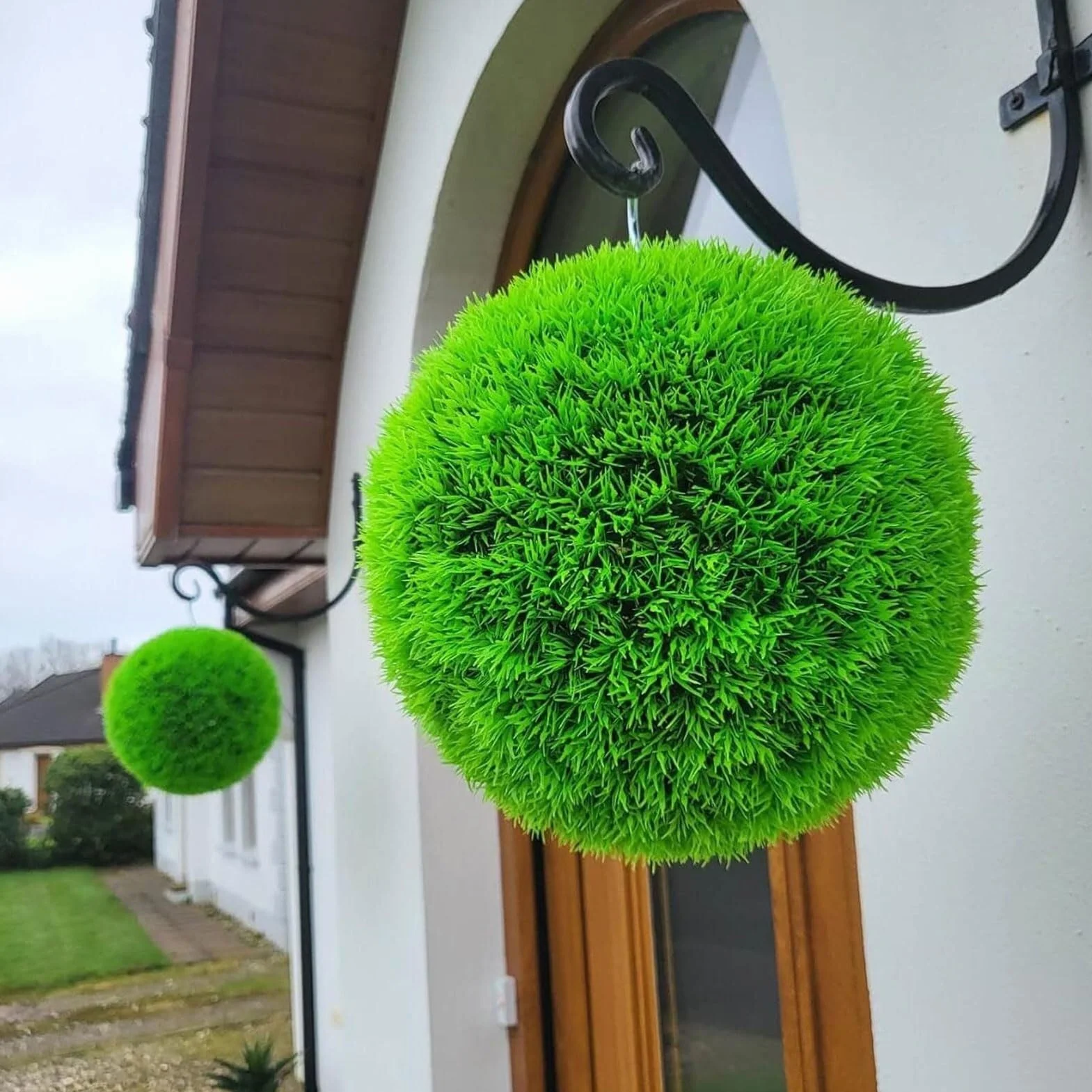 Bola De Hierba De Aguja De Pino Bolas De Césped Artificial Bola De Topiario De Boj Artificial, Bolas De Topiario Artificiales De Plantas Artificiales, Bola De Plantas Realistas Redondas ( Size : 18cm