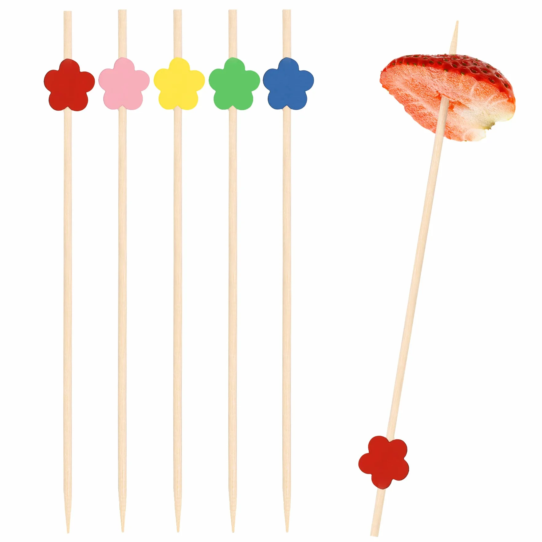 Palillos de Cóctel 12cm Bambú Ecológicos 50/100/300 Piezas Pinchos Decorativos