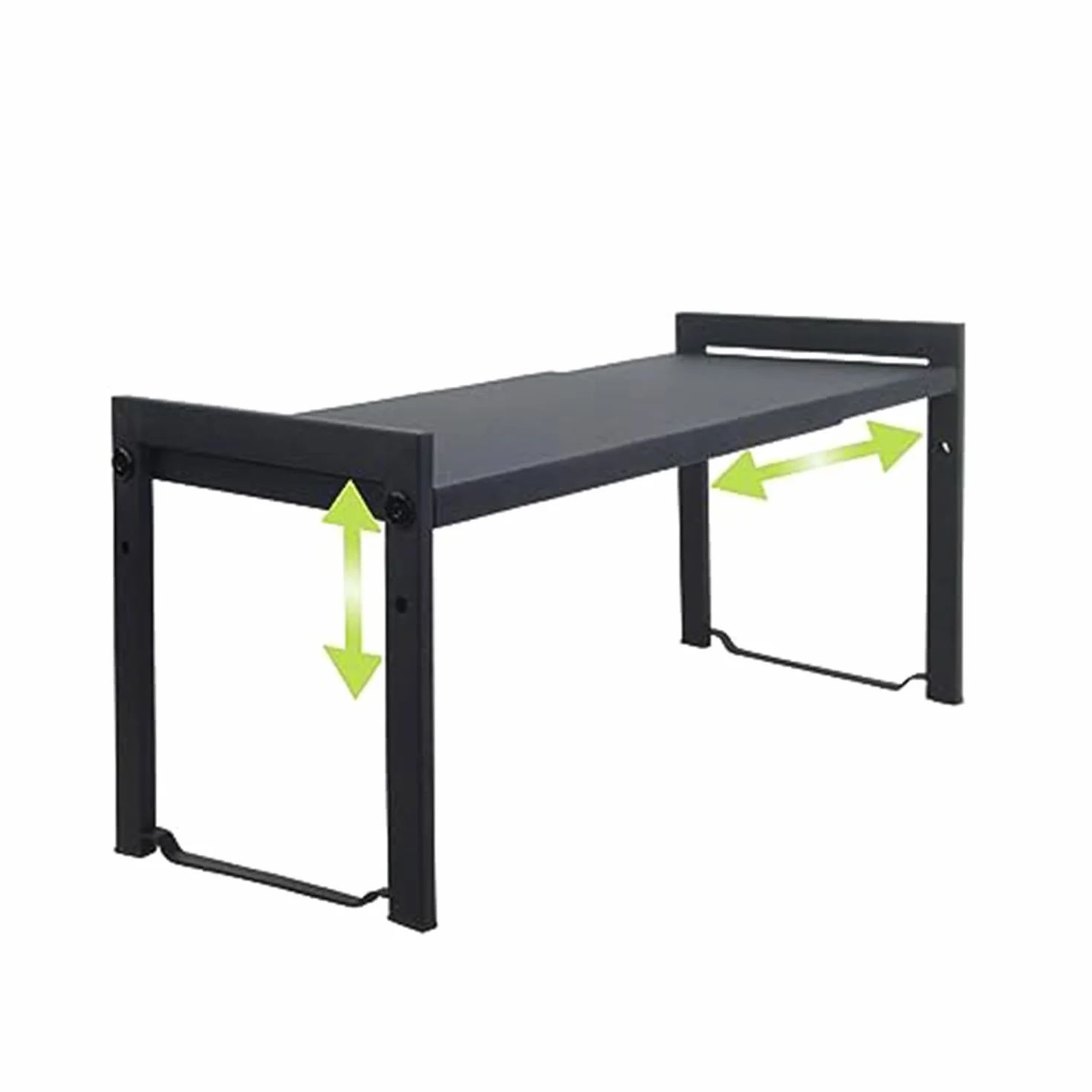 Organizador de armario de cocina 35-66 cm, juego de 2 unidades, color negro S | Organizador apilable ajustable para mostrador de cocina, especias, despensa, armario, almacenamiento para cocina y oficina.