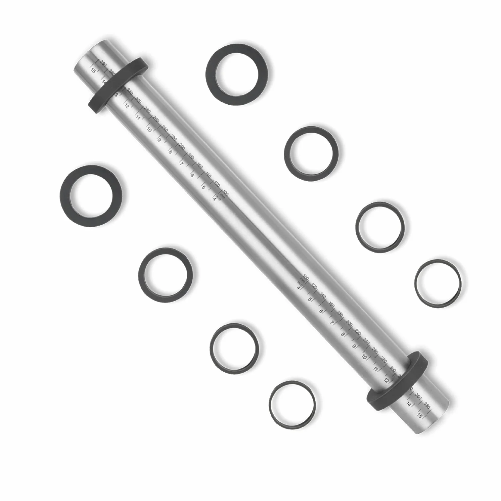 Rodillo Amasar Acero Inoxidable con 5 Discos Ajustables Anillo Grosor, Accesorios Horneado Fondant Pastelería Pizza Pastas 40 cm