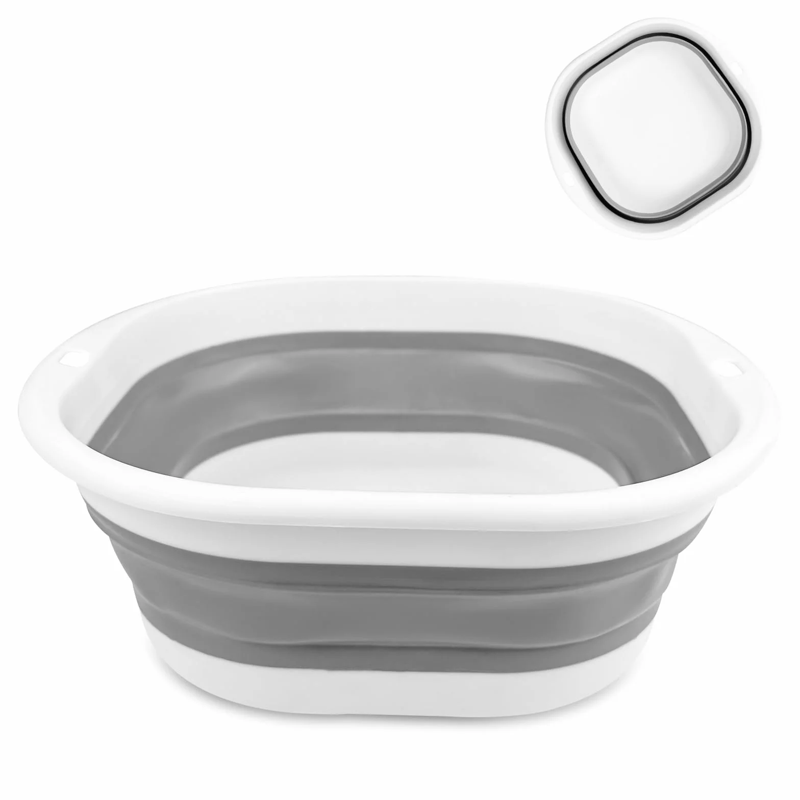 Chiluxendo Cubo de Silicona Plegable, Barreño Palangana de Plastico, Fregadero Portátil, Balde de Agua, Lavabo Cuenco, para La Casa, en La Cocina, al Aire Libre para Campamentos y Excursiones, Gris