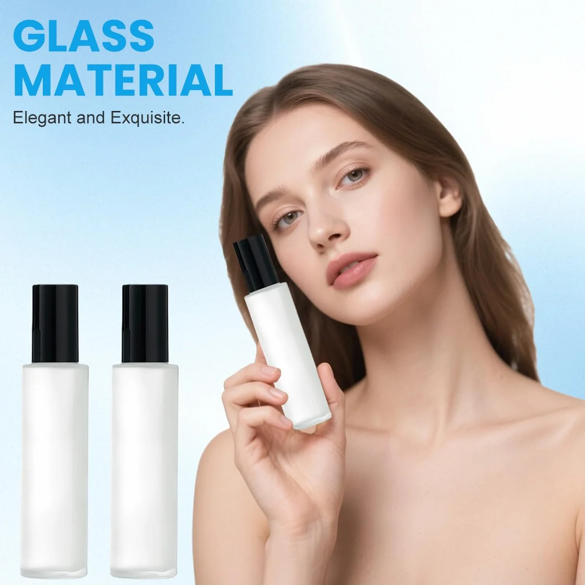 Botellas de viaje de vidrio esmerilado 100 ml a prueba de fugas con bomba negra