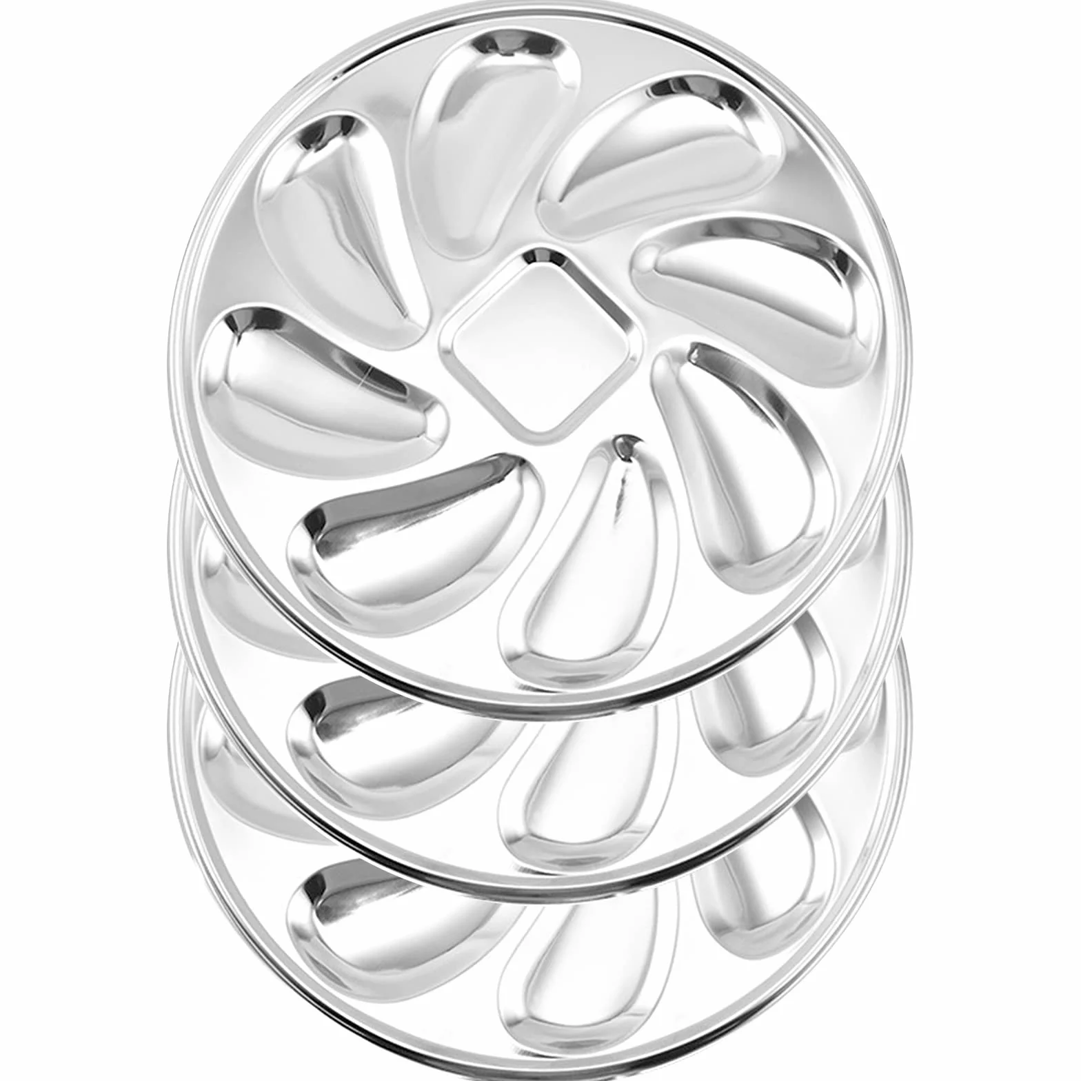 Plato De Ostras De Acero Inoxidable,3pcs Bandejas Para Servir Ostras Con 8 Agujeros + 1 Depósito De Salsa De Almacenamiento Reutilizable Para Cocina Restaurante Occidental Plato De Mariscos