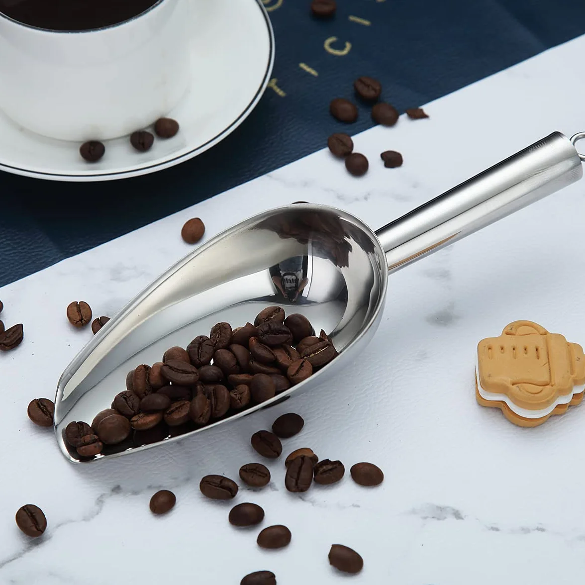 Berglander cuchara de hielo 6 oz paleta metal para máquina de hielo multiusos