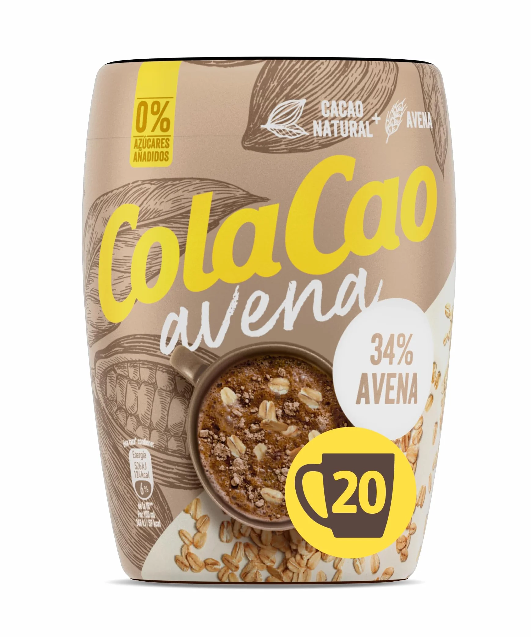 ColaCao Avena Cacao Soluble Natural con 0% Azúcares Añadidos 300g