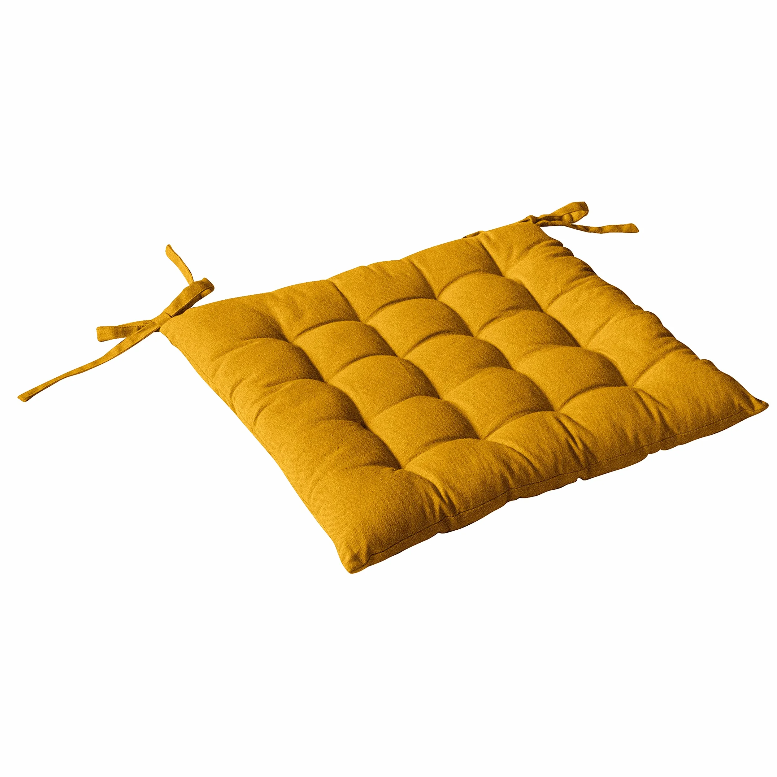 Cojín de Silla piqué algodón ÖkoTex 38 x 38 cm Mostaza Reversible