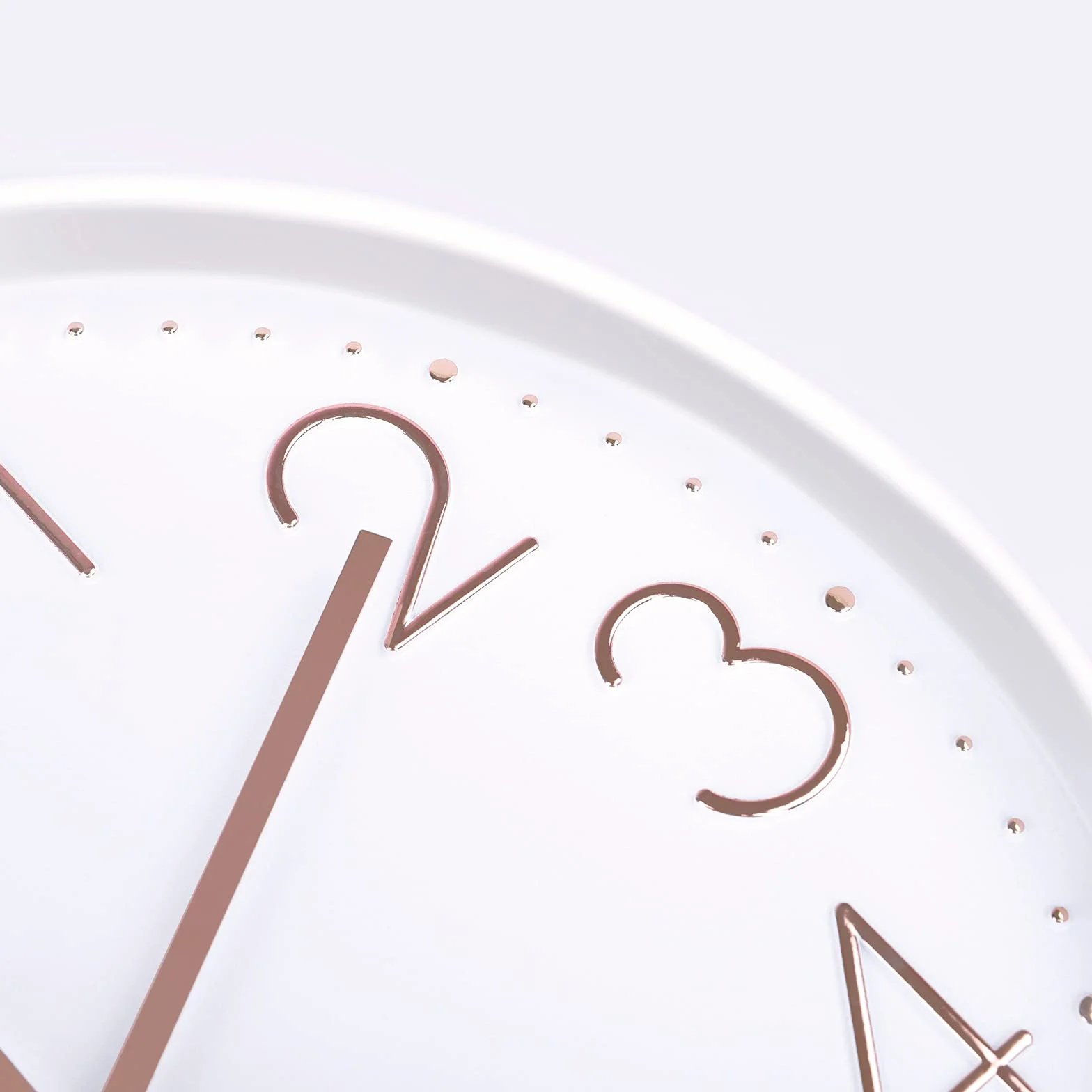 Lafocuse Reloj de Pared 30cm Blanco Silencioso Oro Rosa Números 3D Moderno