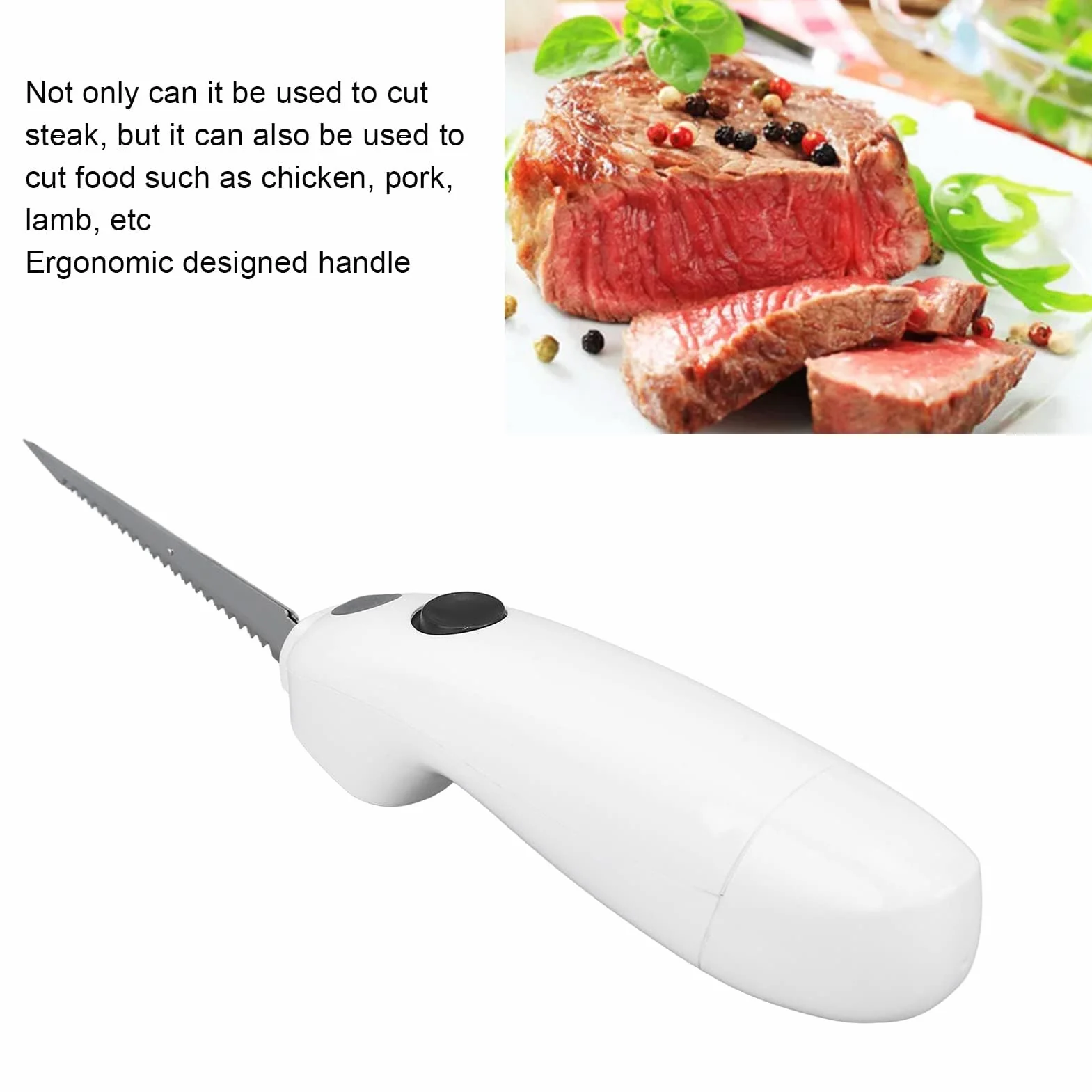 Cuchillo Eléctrico Inalámbrico para Filetear, Acero Inoxidable, Cuchillo para Trinchar, Cuchillo de Cocina para Pavo, Pan