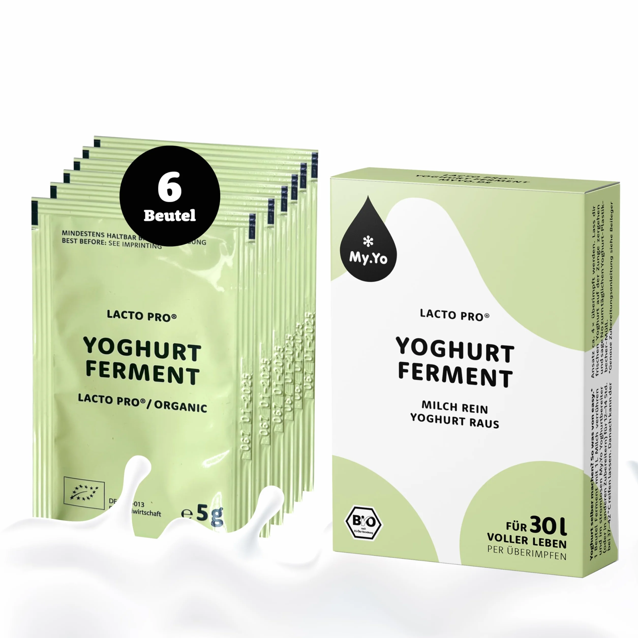 Fermento para Yogur Ecológico Lacto Pro, 6x5 gr, Hasta 30 Litros