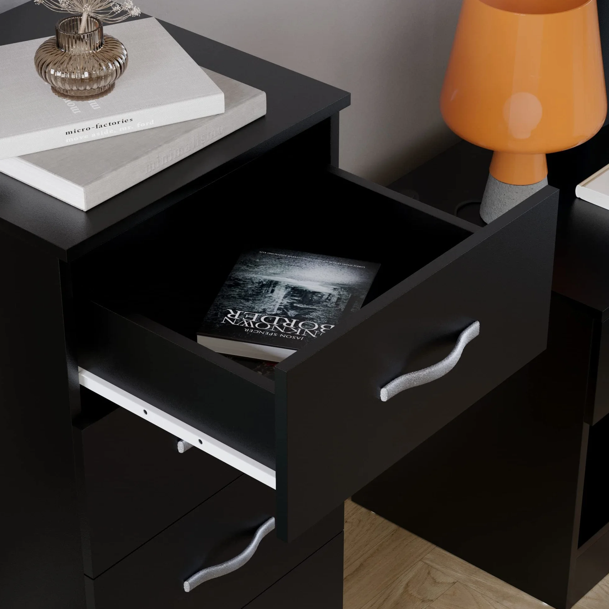Vida Designs Pecho Cómoda Estrecha, Madera de ingeniería, Black, 36D x 34.5W x 90H centimetres