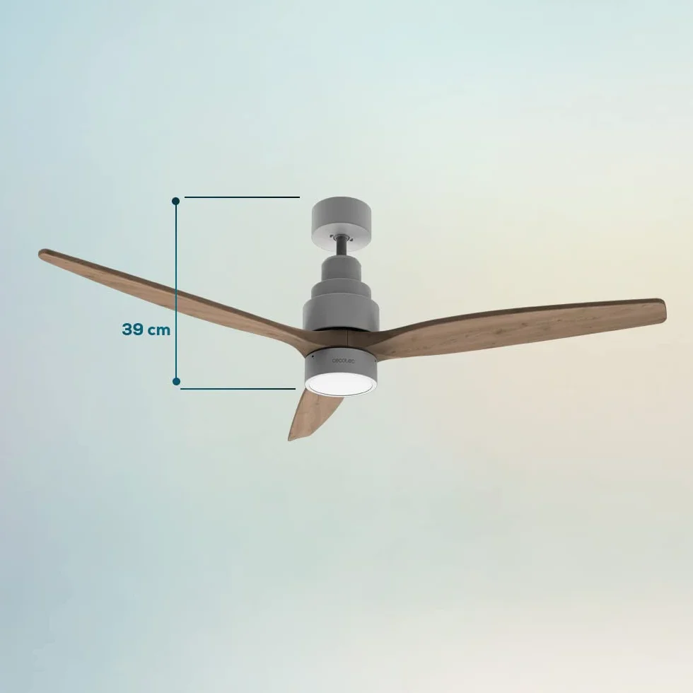 Cecotec Ventilador de Techo con Luz EnergySilence Aero 5300 White&Wood Design. 30W, Diámetro 52” con 3 Aspas, Motor DC, Luz LED, Mando a distancia, Temporizador y Modo Winter-Summer