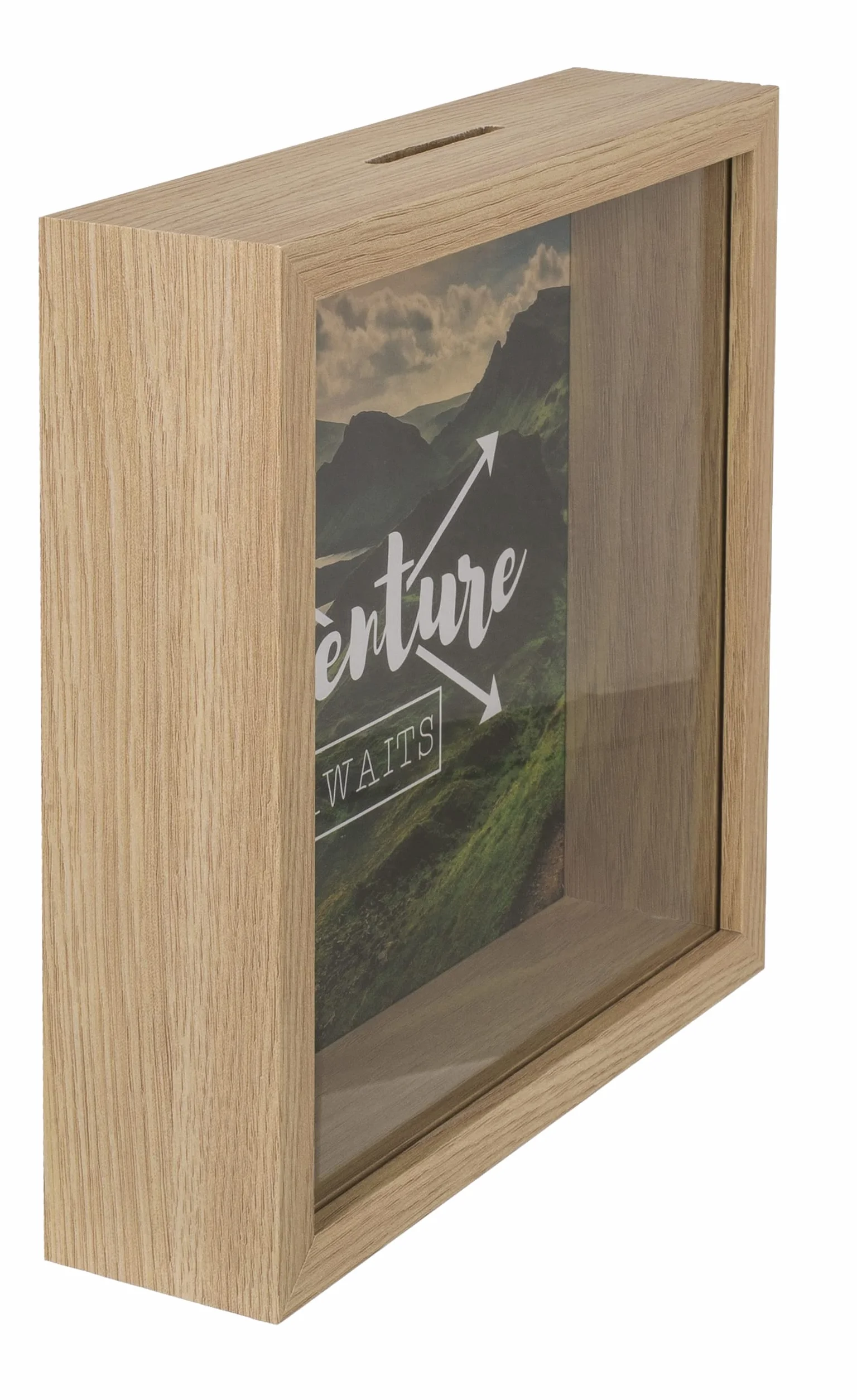 Hucha de Madera Adventure Awaits 20 x 20 cm Verde Marco