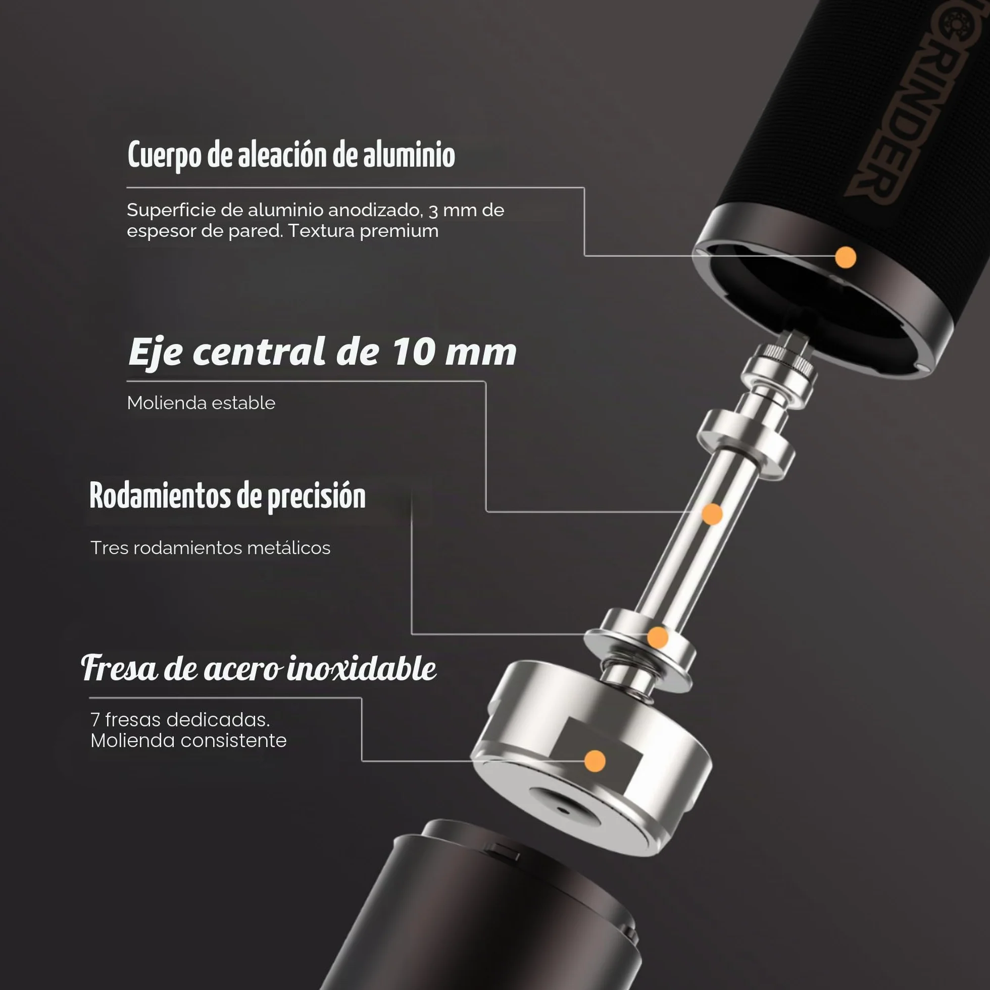 KINGrinder K7 - Molinillo de café de mano con mango curvado, soporte magnético y clip de polvo, mecanismo cónico profesional de 7 lados, 30 – 35 g de capacidad