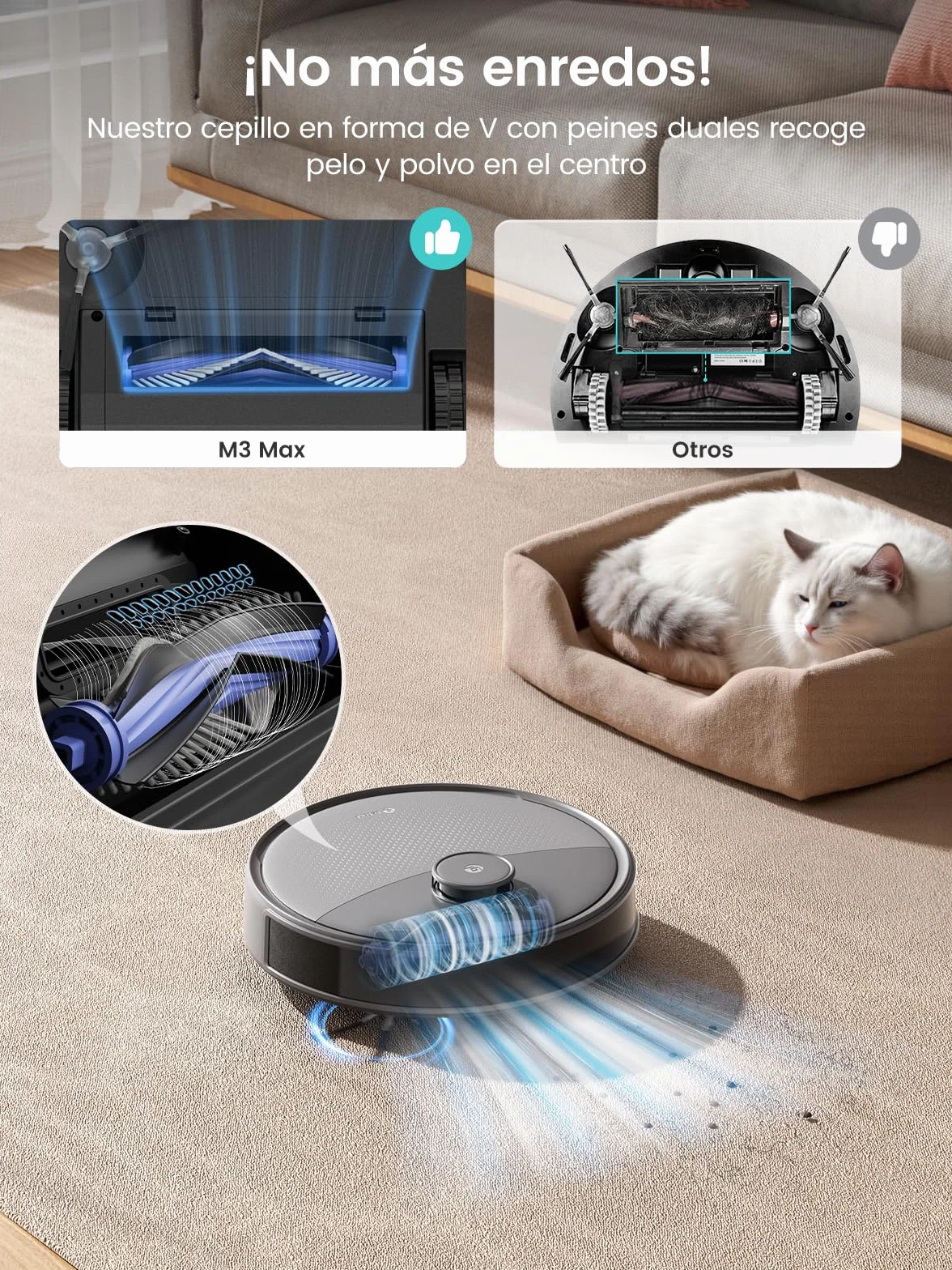 LEFANT M3 Max Robot Aspirador y Fregasuelos, 20000 Pa, 210min, Auto-Lavado Secado Mopa, Auto-Vaciado 3.2L, dToF Navegación Láser, WiFi Alexa App iWatch