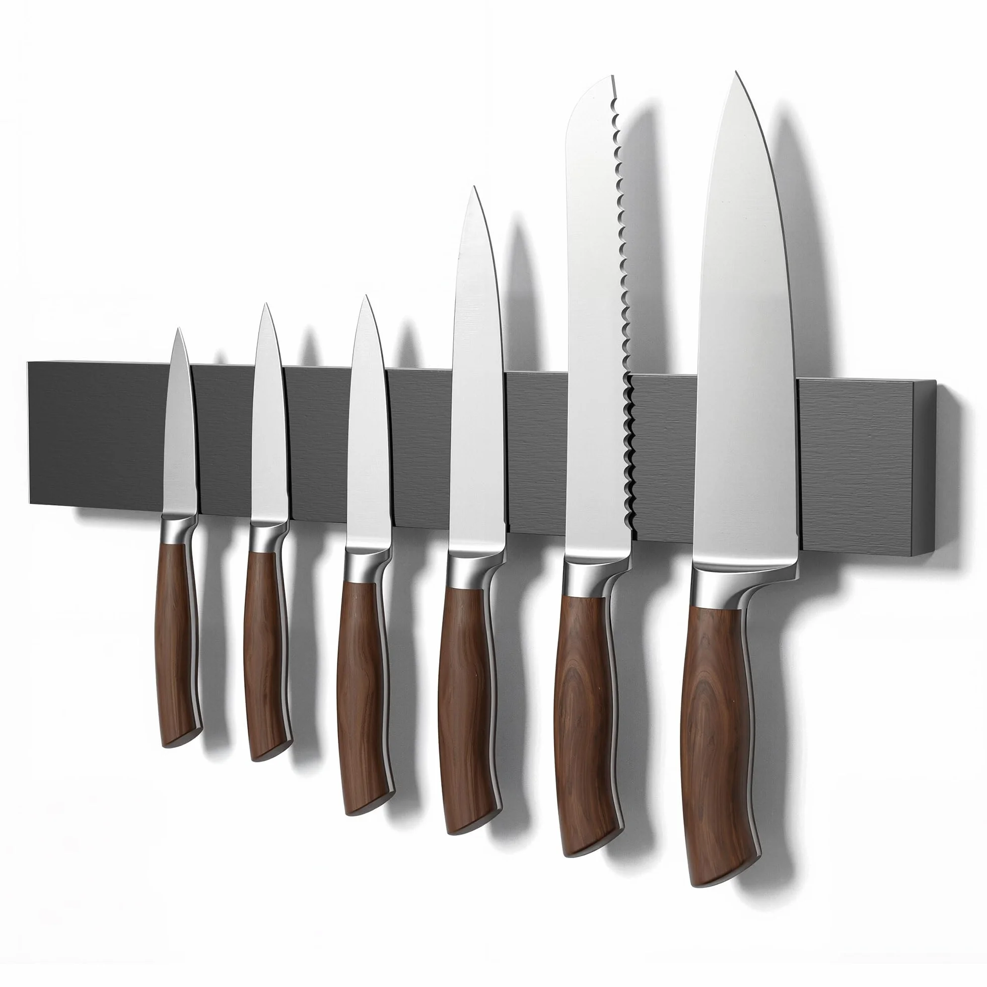 Soporte Cuchillos Cocina Magnético 40 cm, Organizador de Madera con Imanes Fuertes, Negro