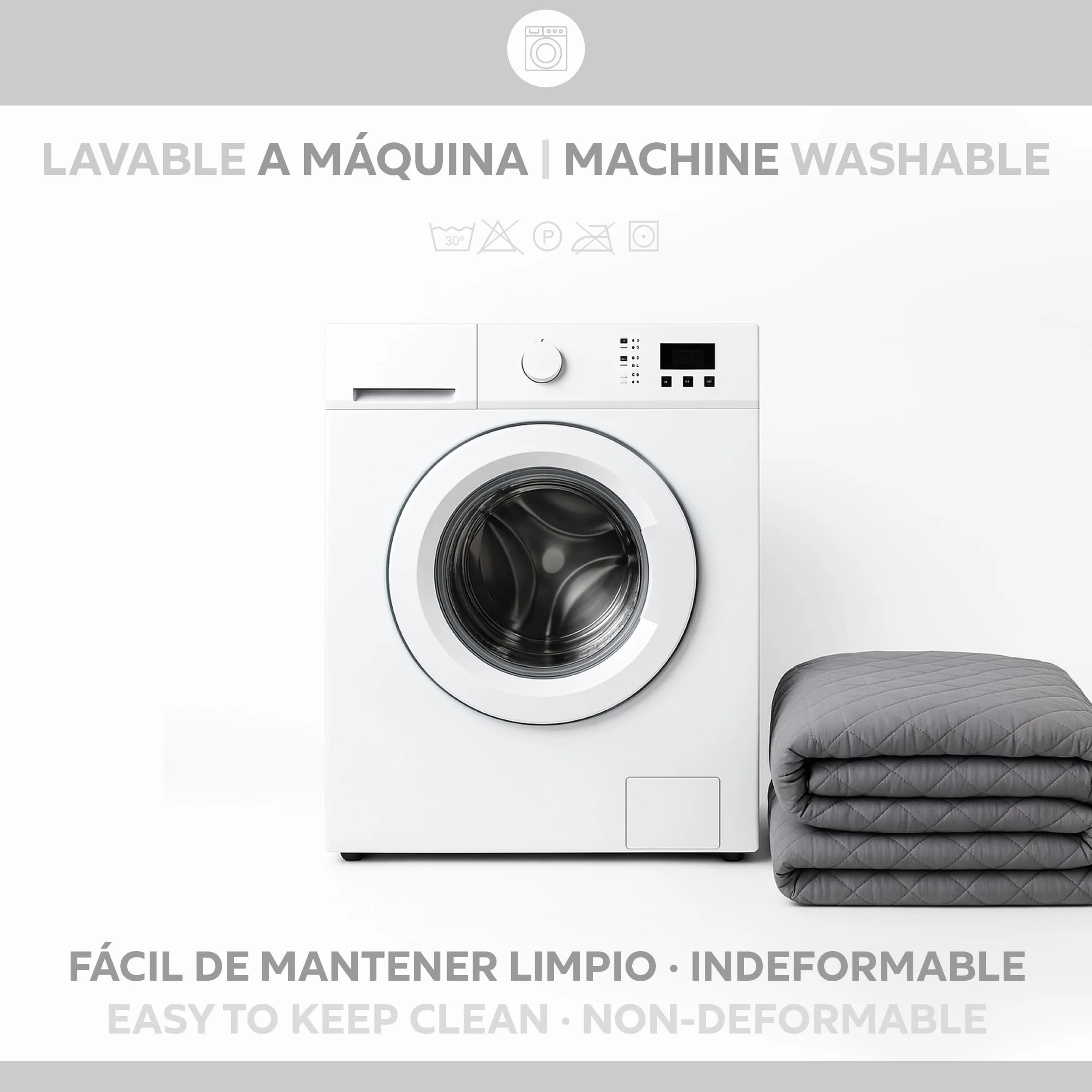 Textilhome Funda Cubre Sofá Malu 3 Plazas 160 cm Protector Acolchado Reversible Universal Gris