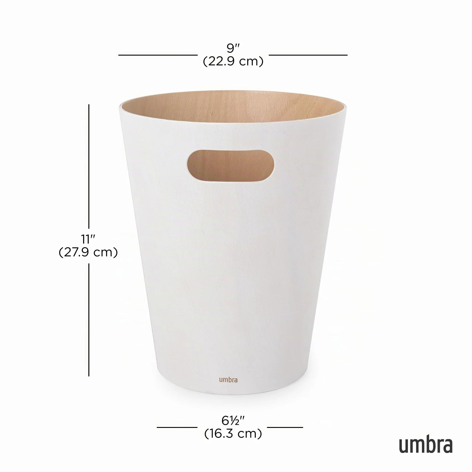 Umbra Woodrow Cesto de basura, con capacidad de 7.5 l, Blanco/Natural