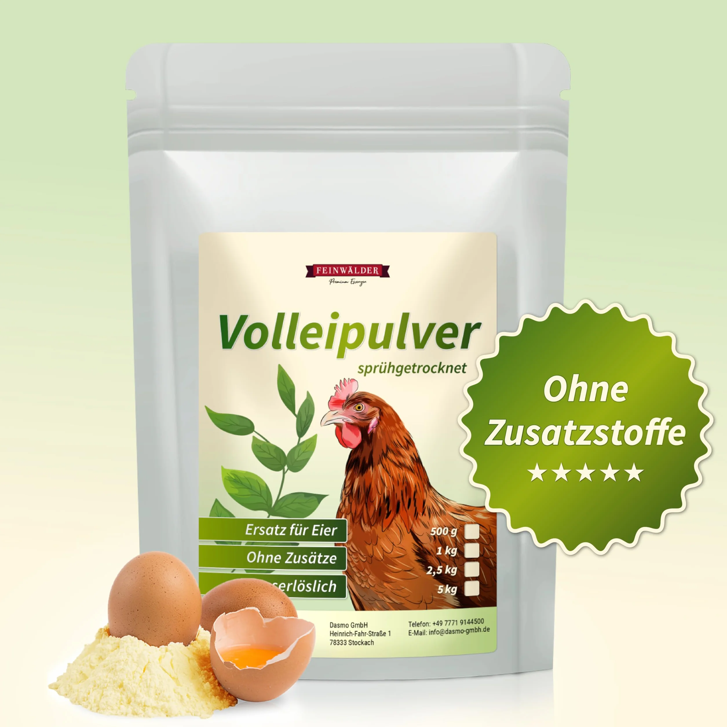 Feinwälder® Polvo de huevo entero 1 kg para cocinar y hornear