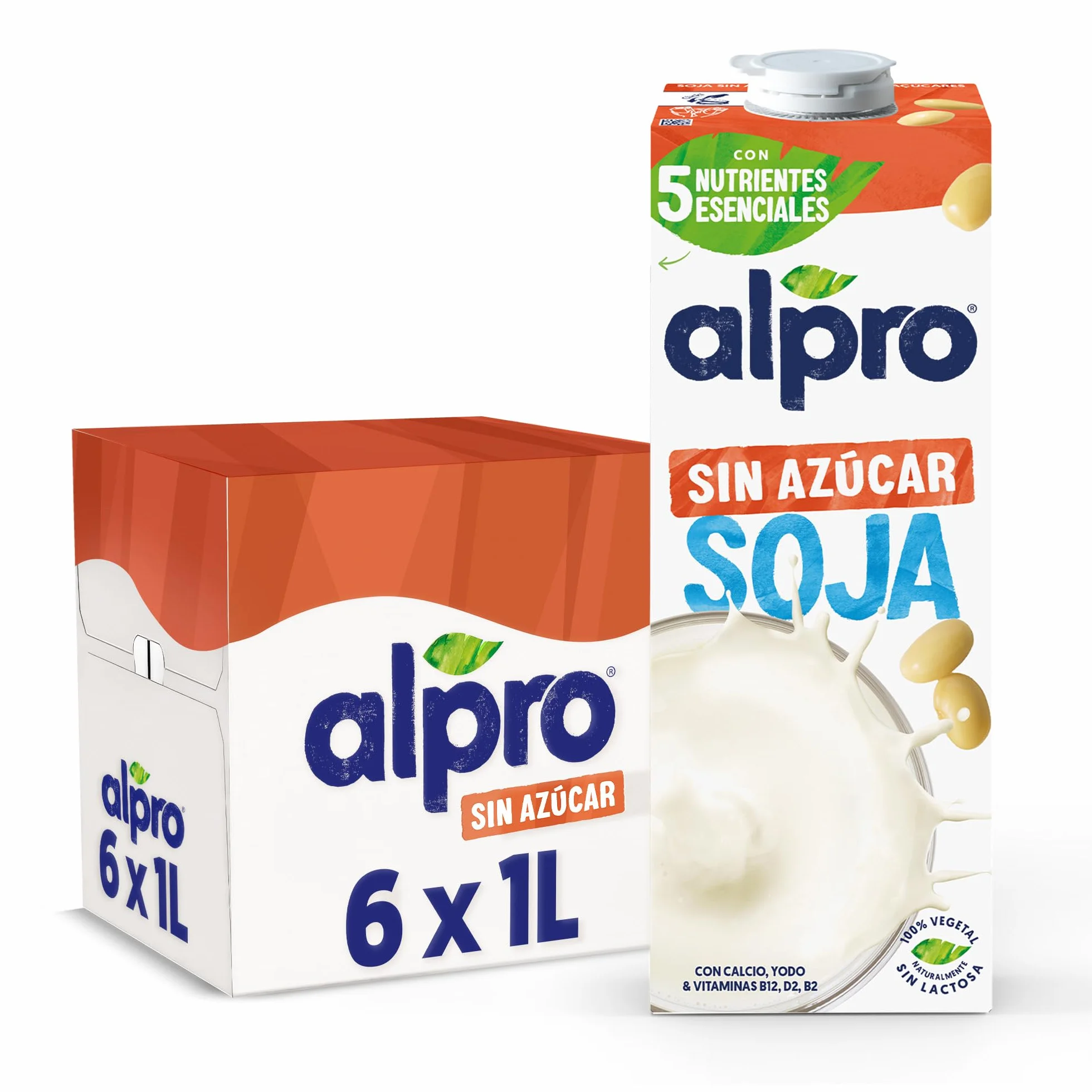 Alpro Bebida Vegetal de Soja sin Azúcar Pack 6 x 1L