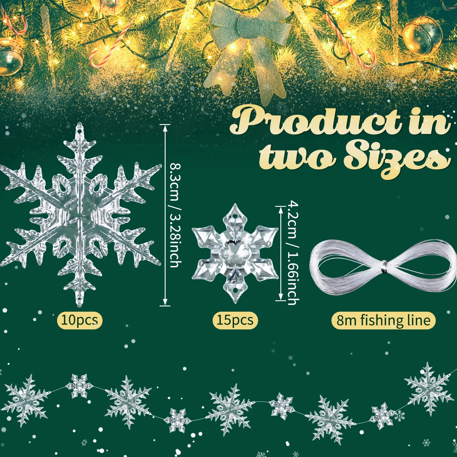 Copos de Nieve Decorativos de Navidad 25 Piezas, Acrílico Adornos Colgantes para Árbol Hogar Ventana