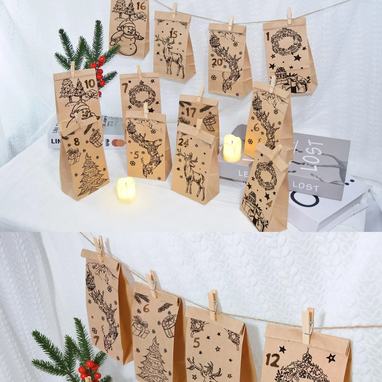 Calendario de Adviento para Rellenar 2025 Personalizado, 24 DIY para Niños y Adultos
