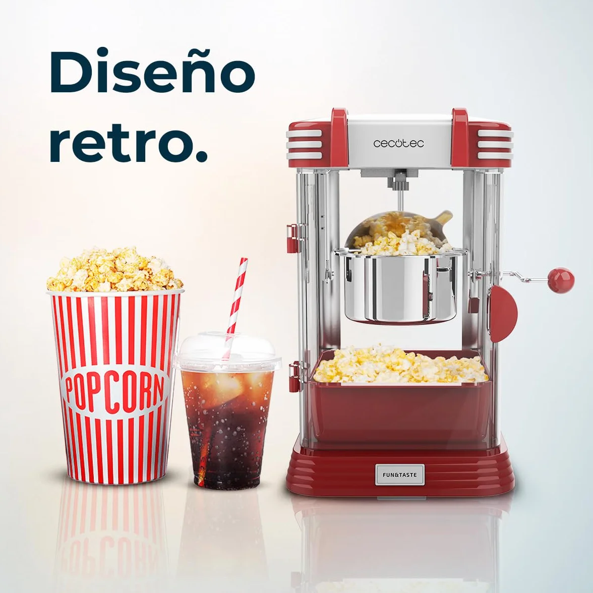 Cecotec Máquina de Palomitas Eléctrica Fun&Taste P´Corn Classic 300 W Acero Inoxidable 500 ml