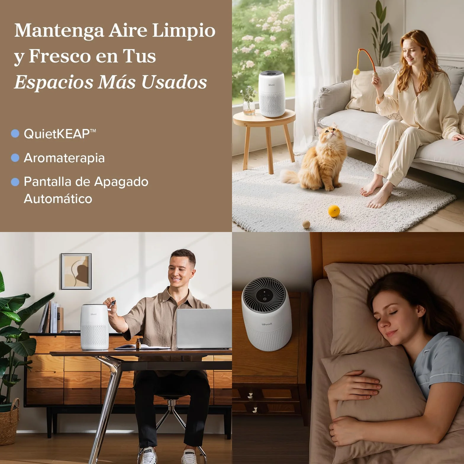 LEVOIT Purificador de Aire Core Mini con Filtro HEPA, 25dB Silencioso, 7W Bajo Consumo