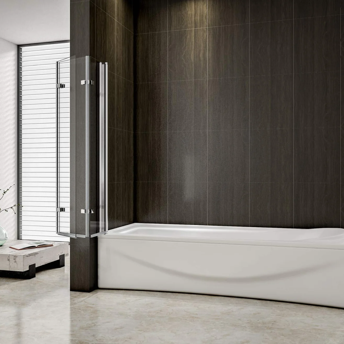 Mamparas de Bañera Biombo Plegable Cristal 6mm 3 veces plegable Antical 120x140cm