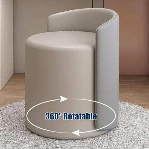 Silla de maquillaje giratoria 360° con respaldo bajo para tocador moderno