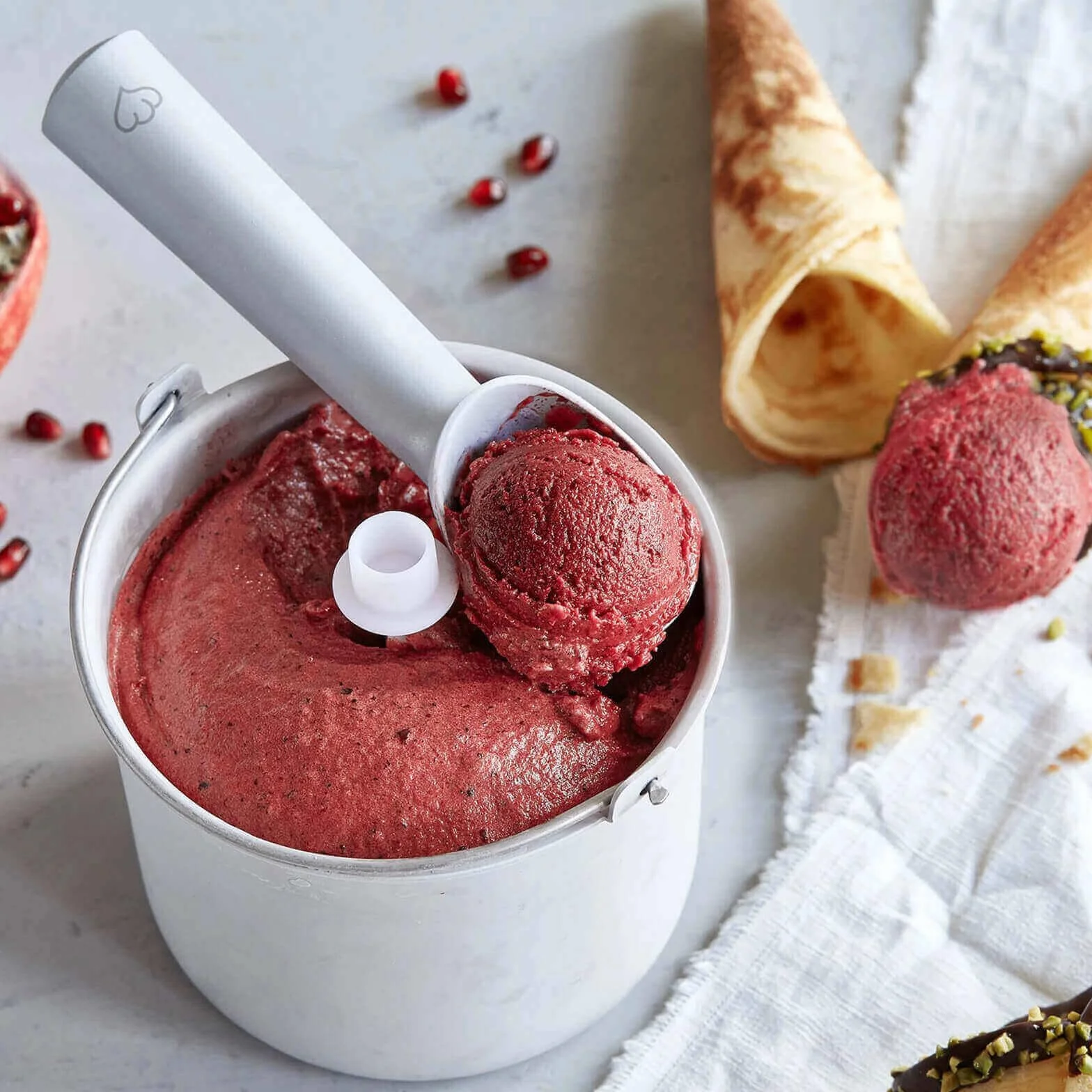 SPRINGLANE Máquina de Hacer Helados con Compresor de 1,2 litros ELLI, Recetas incluidas, Heladera de acero para yogur, Sorbete y Helado, 135 W, display LCD, temporizador, refrigeración