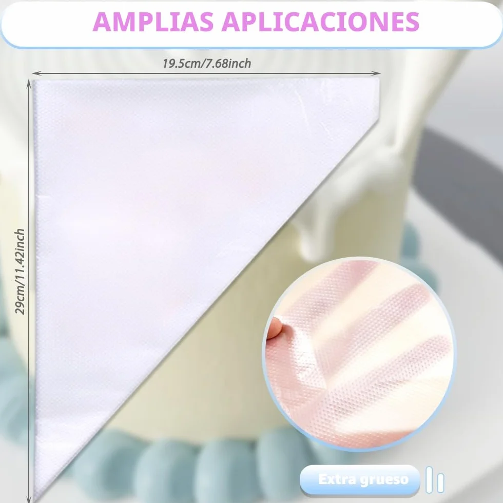 100 mangas pasteleras desechables - transparente manga pastelera media, para decoración de pasteles, tartas, galletas, hornear en casa