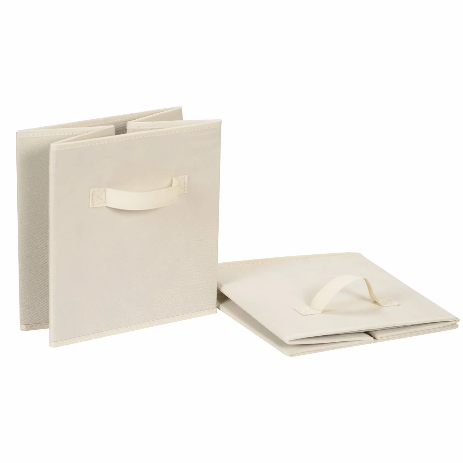 Amazon Basics Cubos de almacenamiento, de tela, plegables, con asas, 33x33x33 cm, color beige, juego de 6