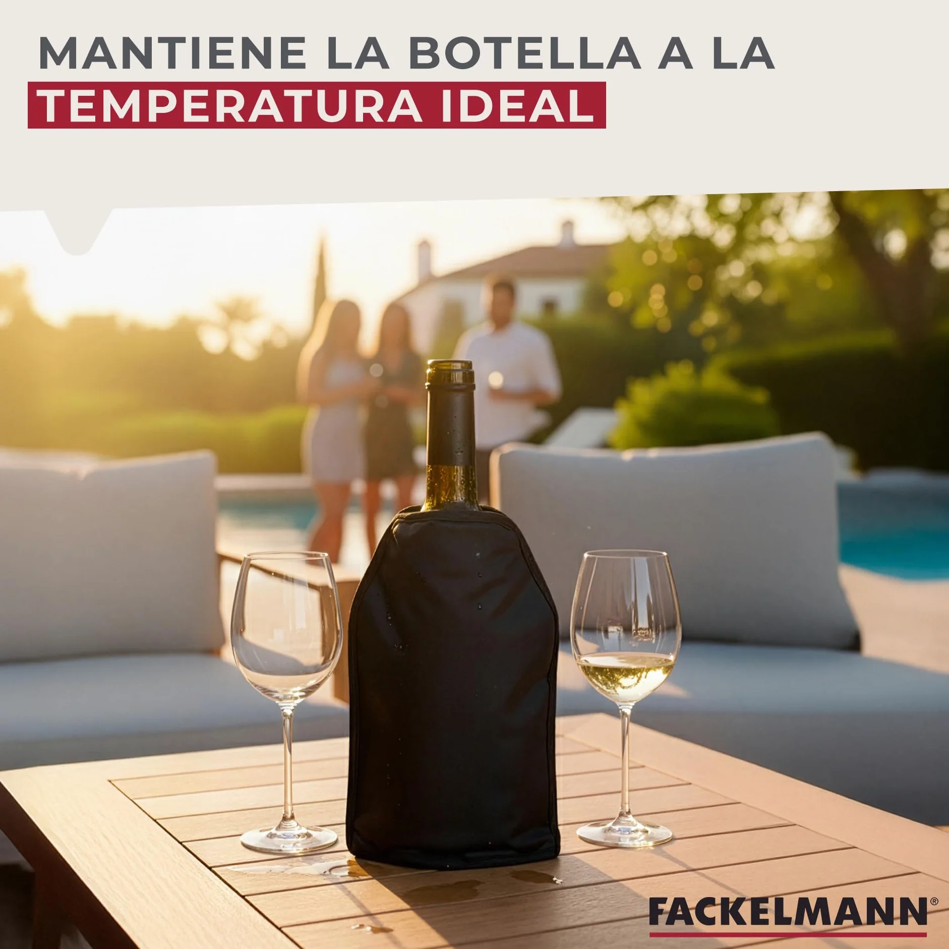 Fackelmann Set de Accesorios para Vino, Incluye 2 Fundas Enfriadoras para Botellas de Vino y Cava, Nylon con Gel Enfriador
