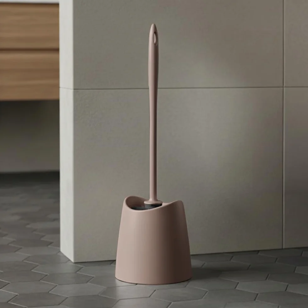 TATAY Escobilla WC | Materiales Resistentes | Diseño Moderno | Cepillo Fijo y Duradero para Buena Higiene Escobillas de Baño | Fabricada en España | 12 x 12 x 38 cm - Taupe