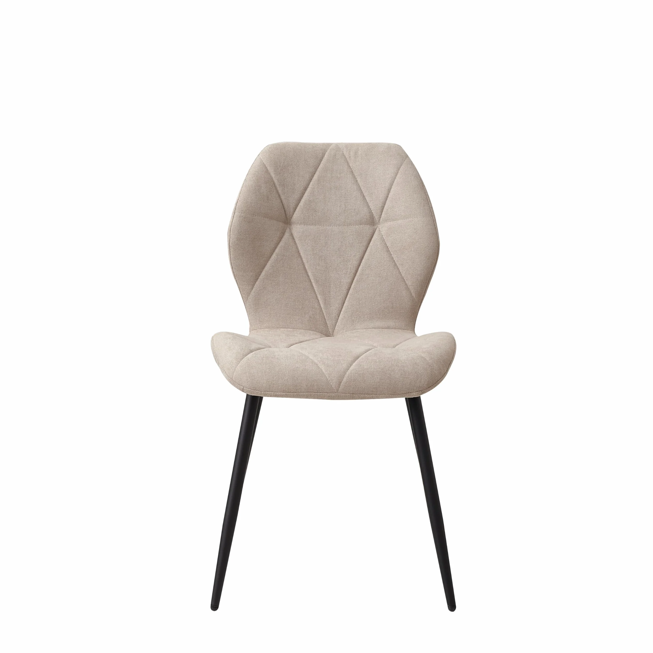 GrandCA HOME Juego de 4 Sillas de Comedor, Sillas de Comedor Tapizadas, Sillas de Cocina Nórdicas, Sillas Acolchadas con Patas de Metal, Cojines de Tela de Rombos, Beige-R