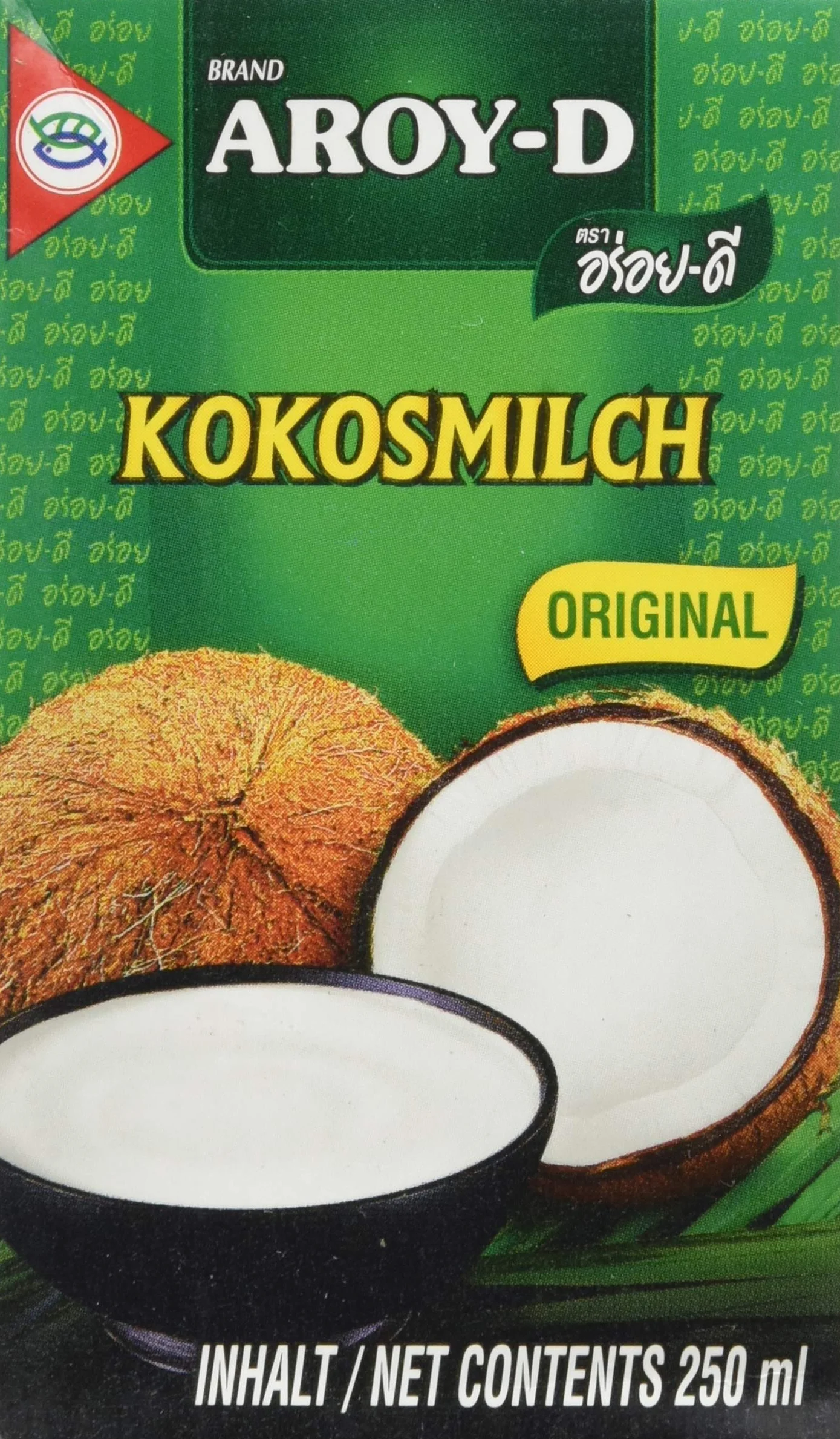 Aroy-D Leche de coco 17-19% MG 6 x 250 ml Brick 1500 ml