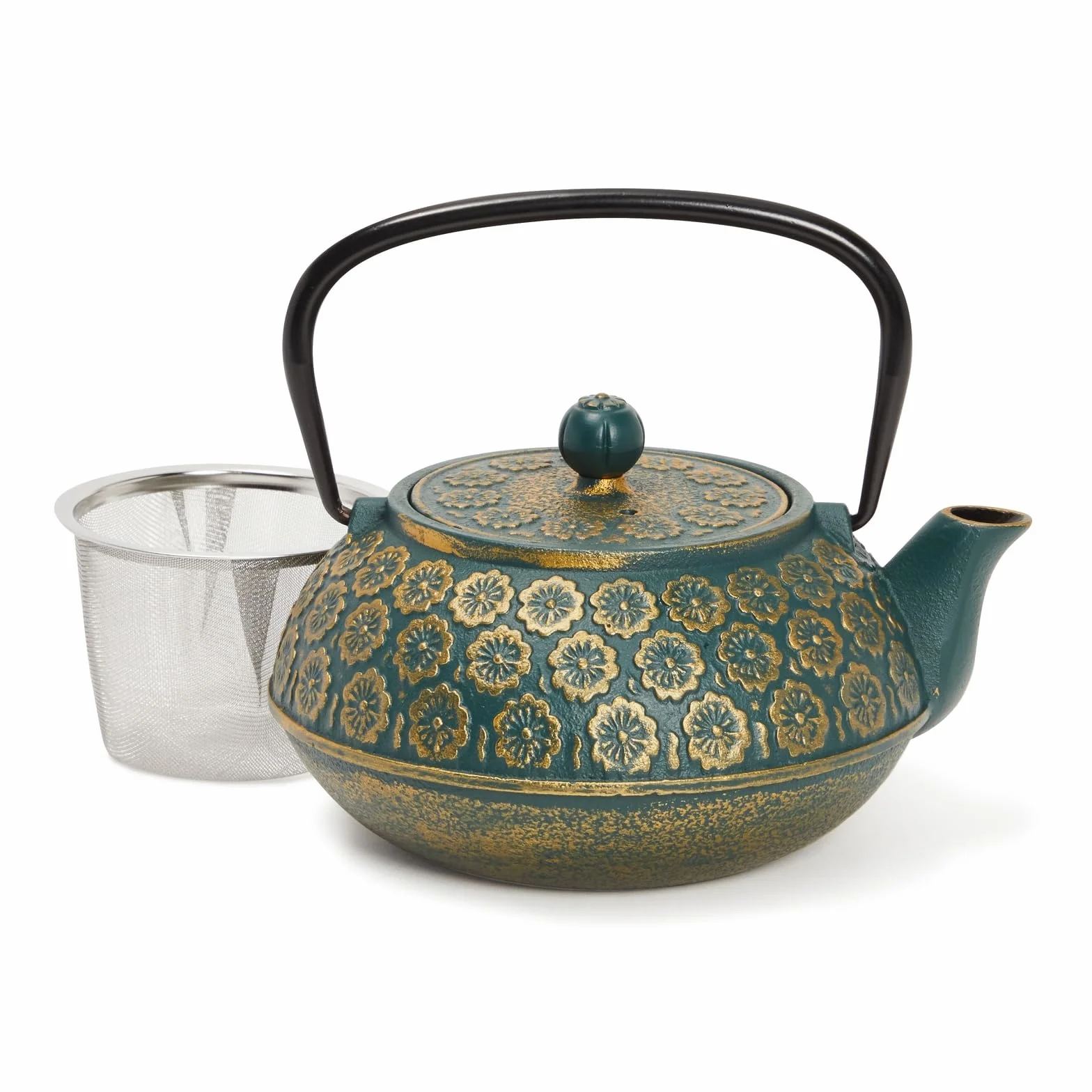 Tetera de hierro fundido verde con infusor de acero inoxidable 1 Litro