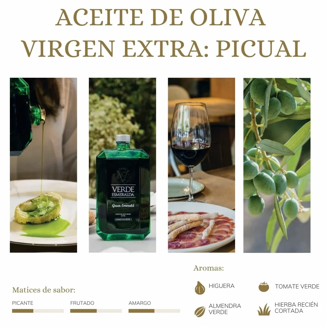 Aceite de Oliva Virgen Extra Picual Premium Verde Esmeralda 500ml AOVE monovarietal filtrado Sierra de Cazorla afrutado intenso