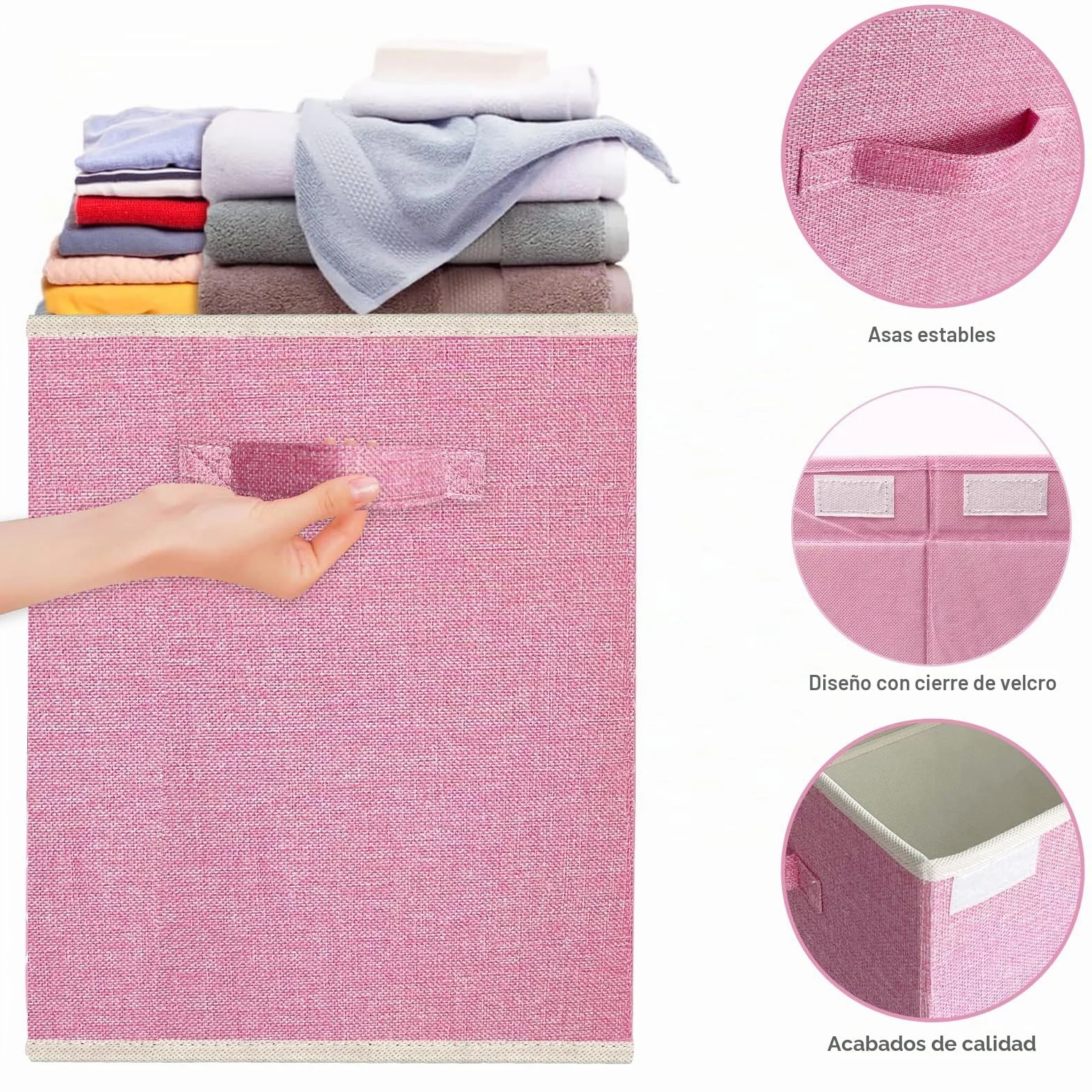 Caja de Almacenaje Juguetes 73L Plegable con Tapa y Asa Organizador Infantil Rosa