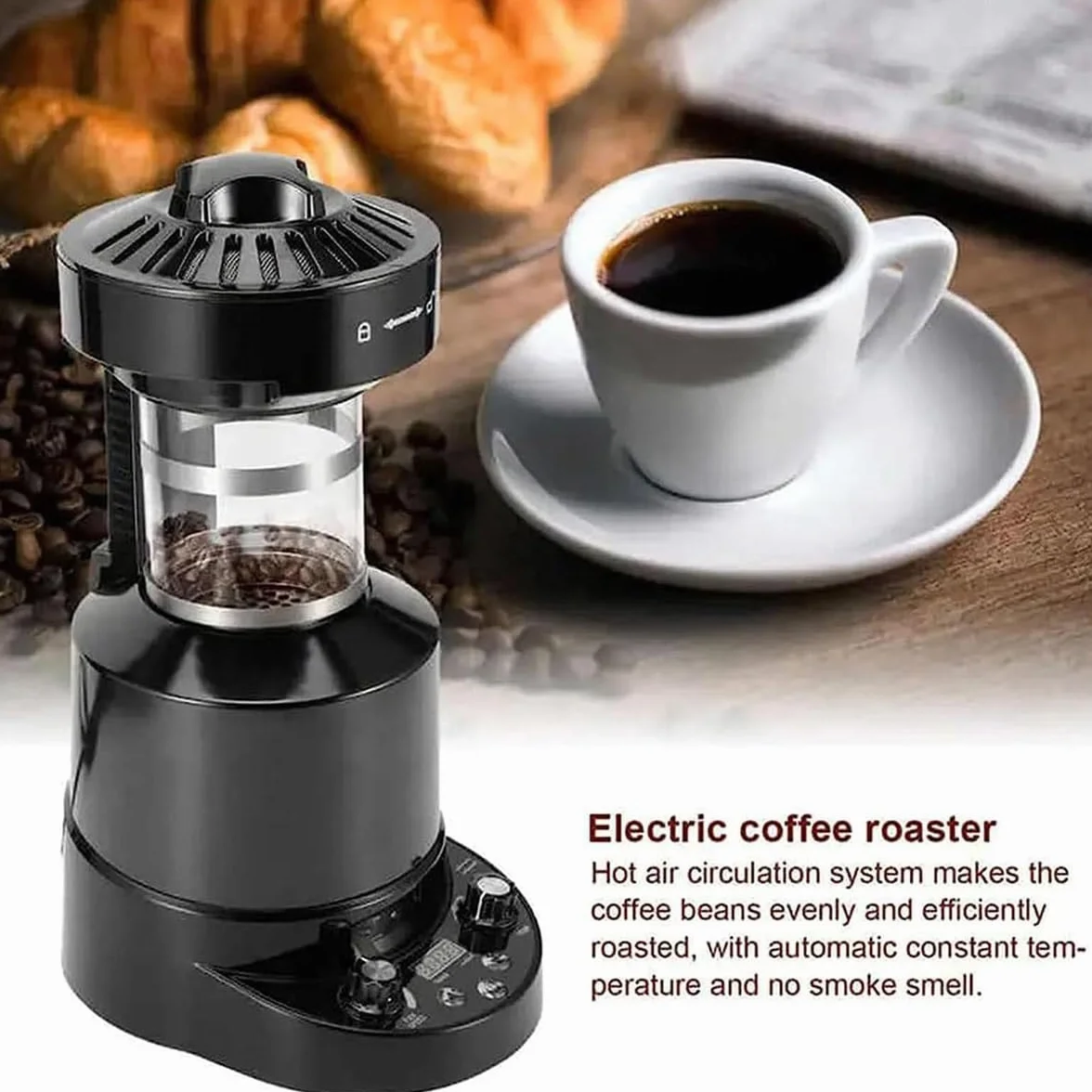 Máquina de tostador de café eléctrica comercial con temperatura ajustable