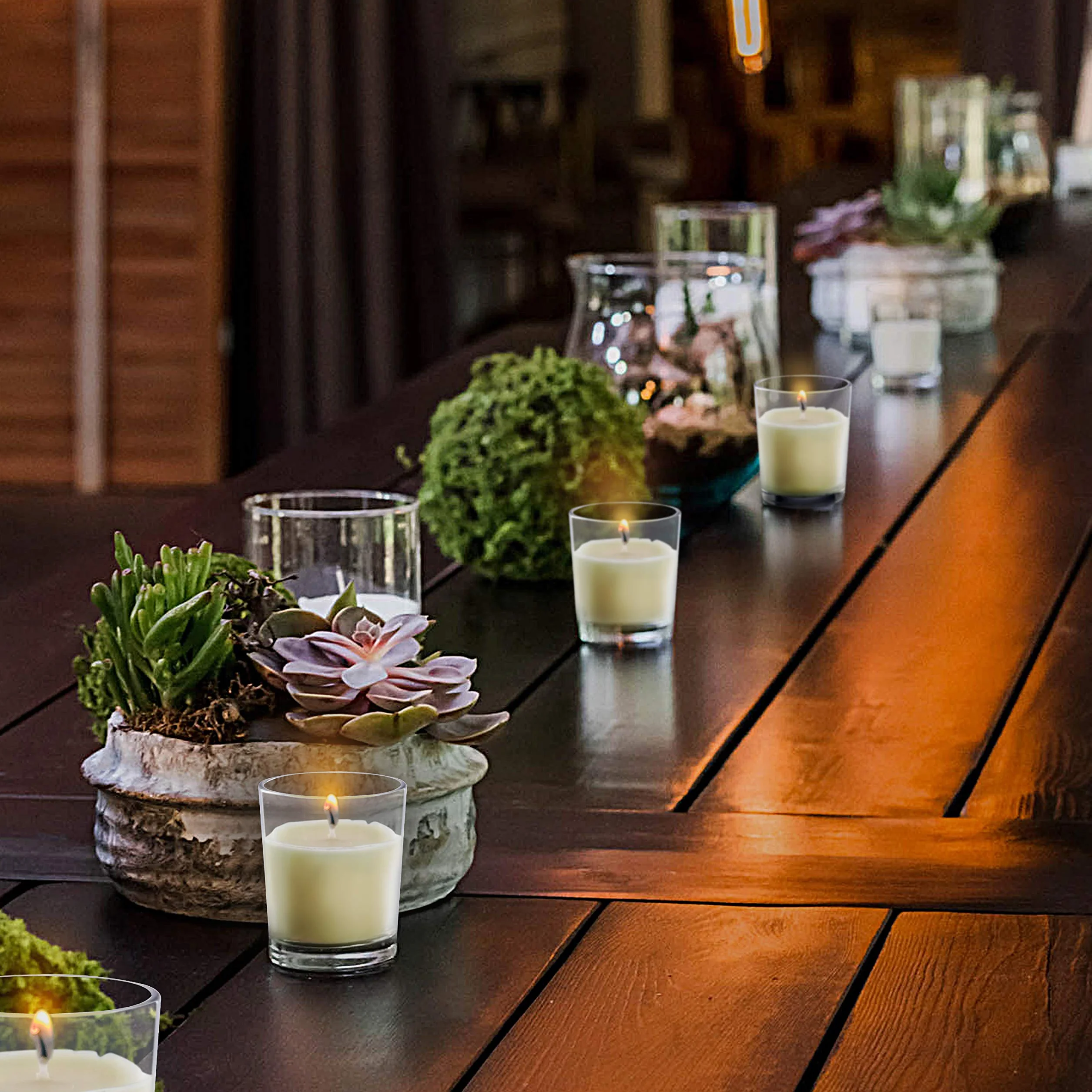 Belle Vous Velas en Vaso de Cristal - 48x Velas Decorativas sin Aroma - Duran 12 Horas - Portavelas Cristal Transparente para Bodas SPA Hogar Eventos