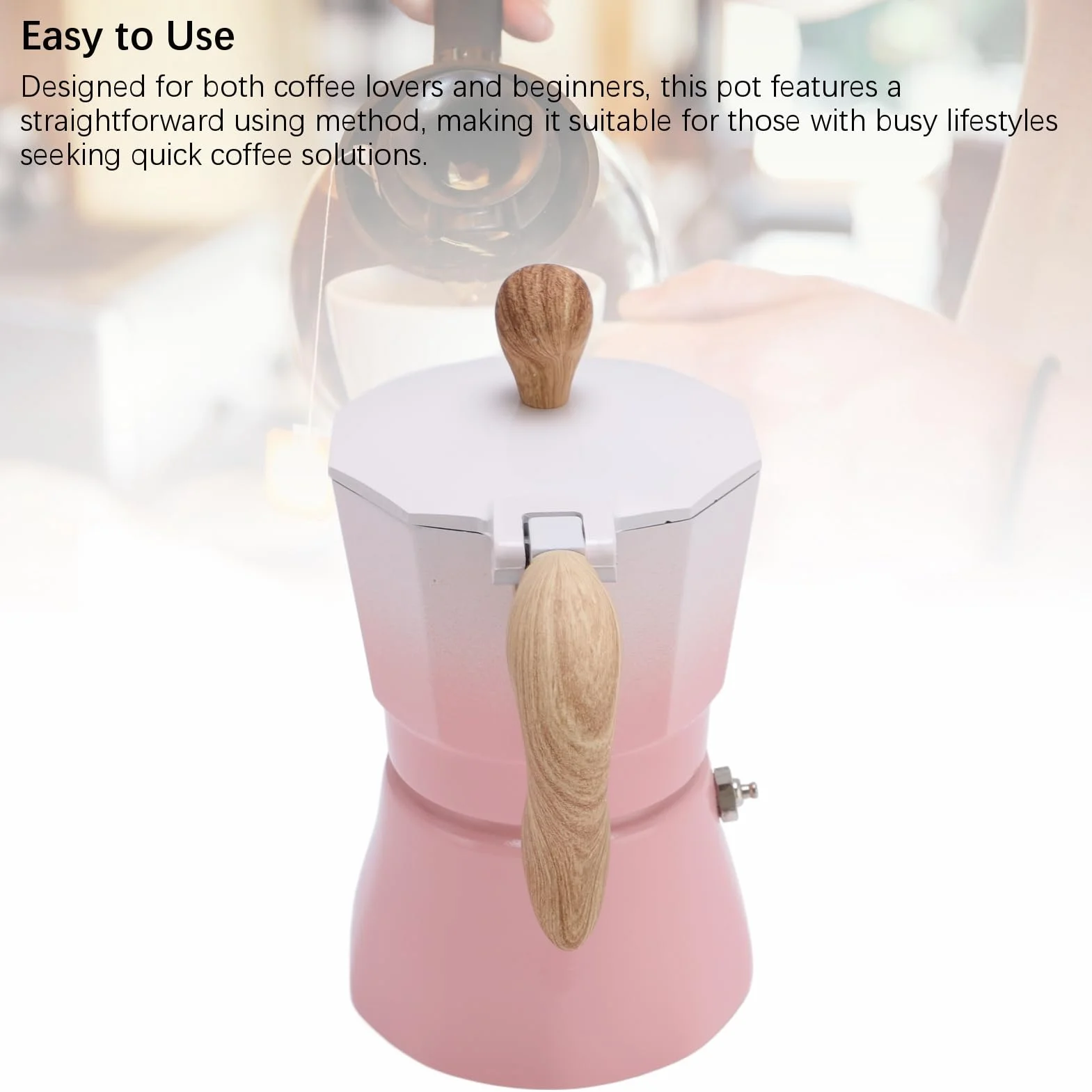 Percolador de Café para Estufa, Pot de Aluminio de Válvula Única 150ml, Gradient Pink