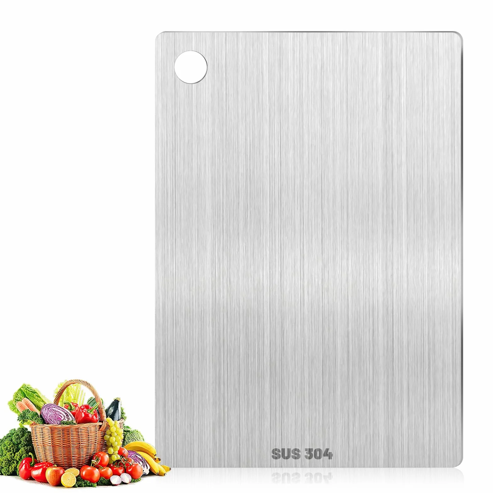 Pavlleen Tabla de Cortar Titanio Acero Inoxidable para Cocina Apta Lavavajillas 30x20cm