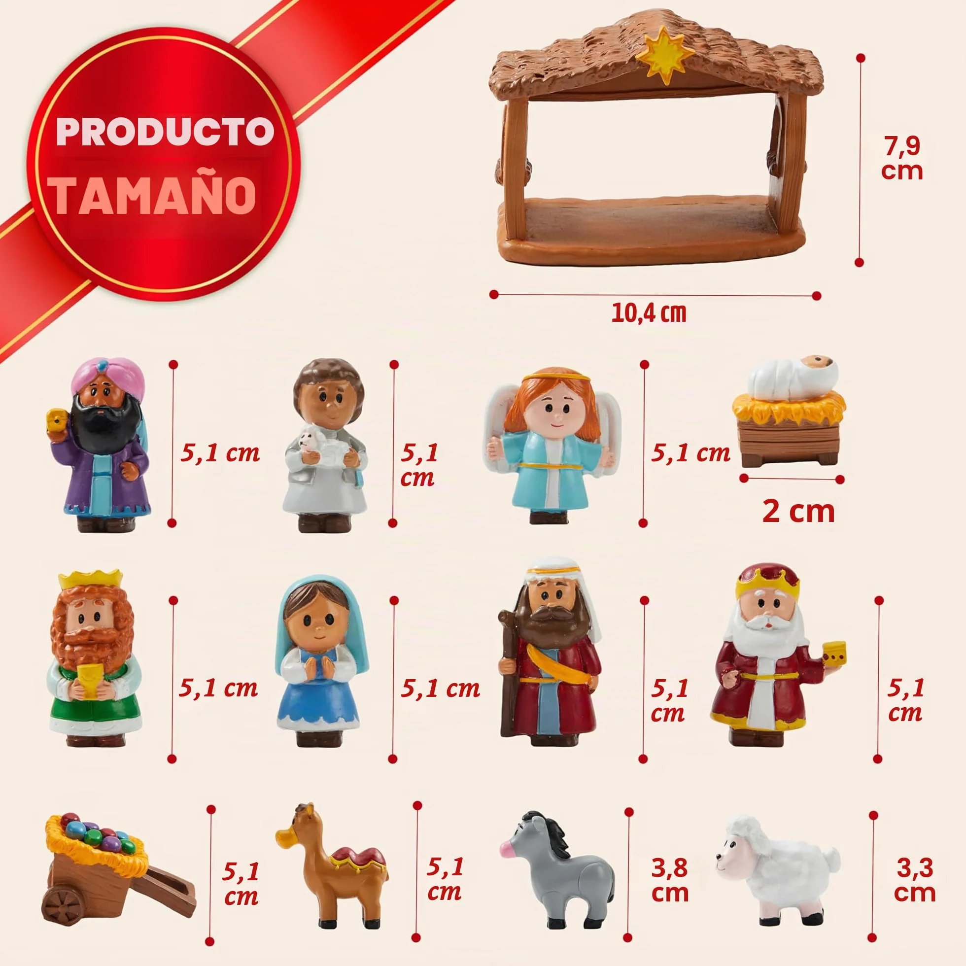 JOYIN Juego de 13 piezas de Belén de Navidad, juguetes en miniatura, escena de pesebre para niños