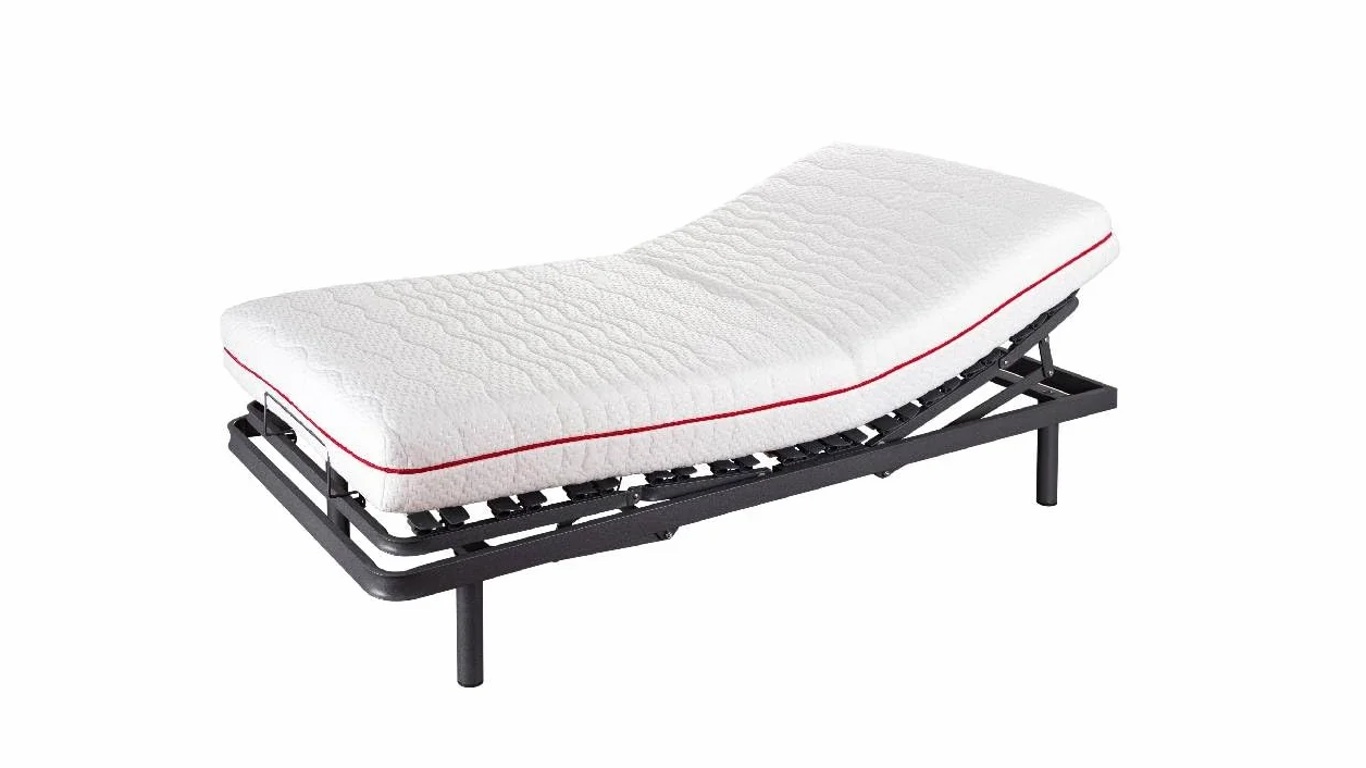 Cama Eléctrica Articulada 5 Planos 90x190 cm con Colchón Visco-Ergonomic | Somier Metálico Reforzado con Regulación Lumbar | Incluye Arquillos Laterales Sujeta Colchón