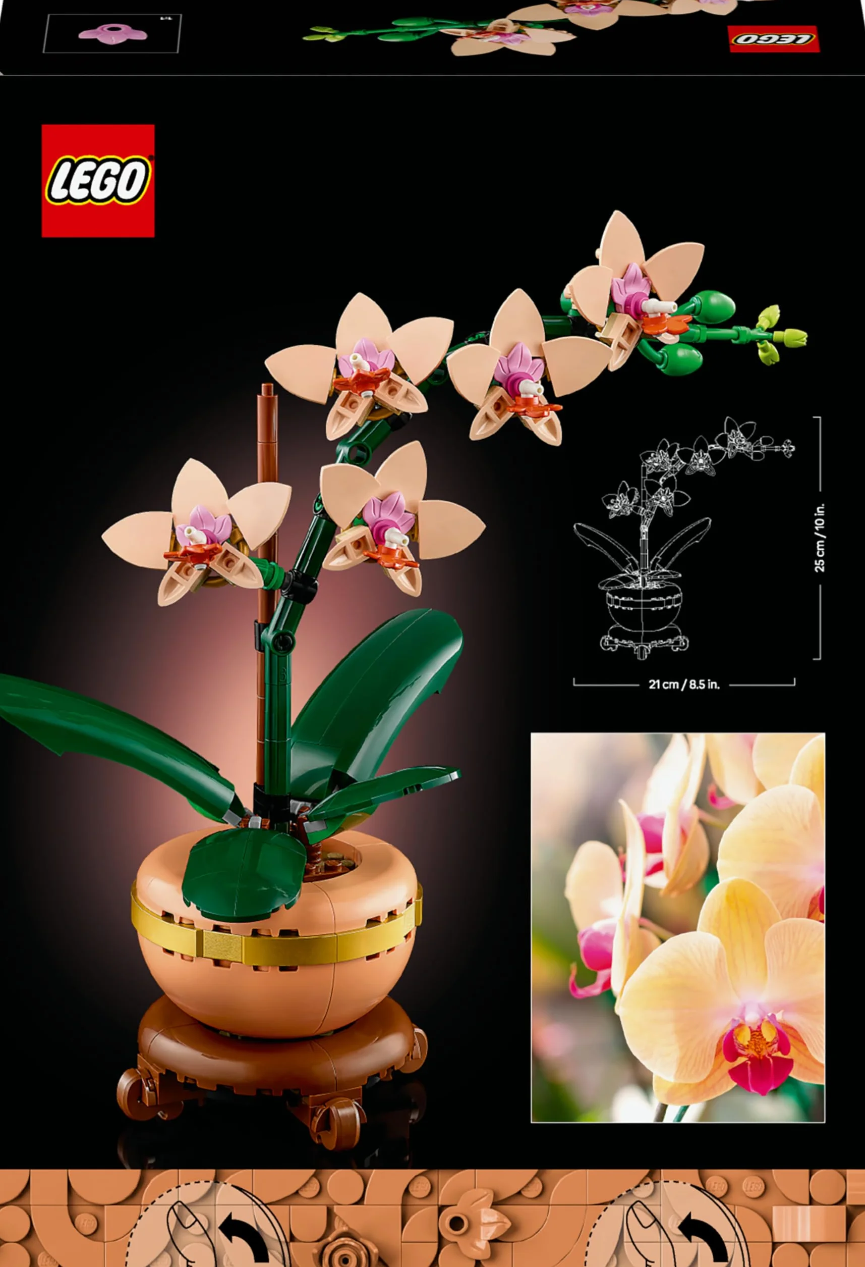 LEGO Botanicals Miniorquídea 10343 Maqueta para Construir Adultos Orquídea Flor Planta Artificial Decoración Hogar