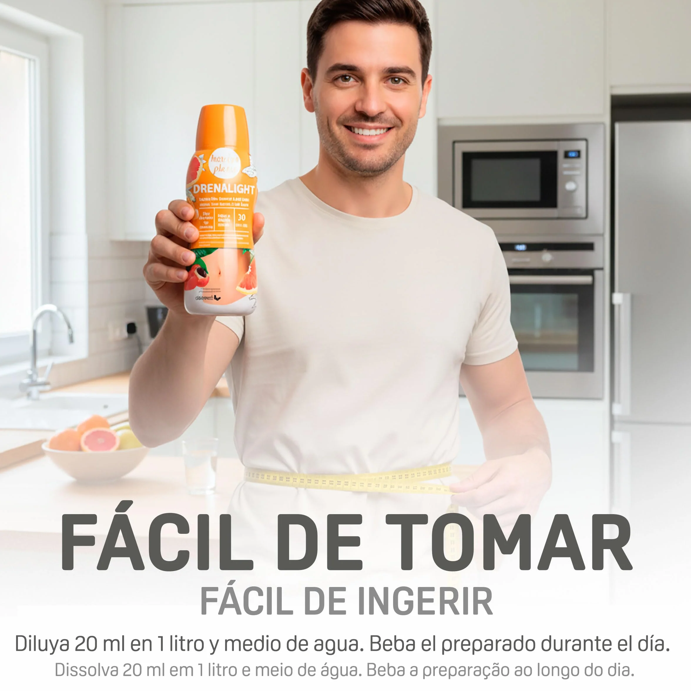 DietMed Drenalight Barriga Plana Solución Oral 600 ml Naranja Roja Moro 400 mg Guaraná 300 mg Café Verde 300 mg