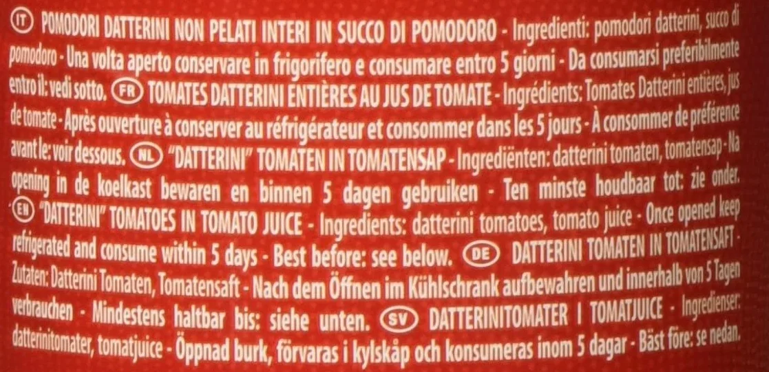 Mutti Pomodorini Datterini - 6 tomates cherry, 400 g