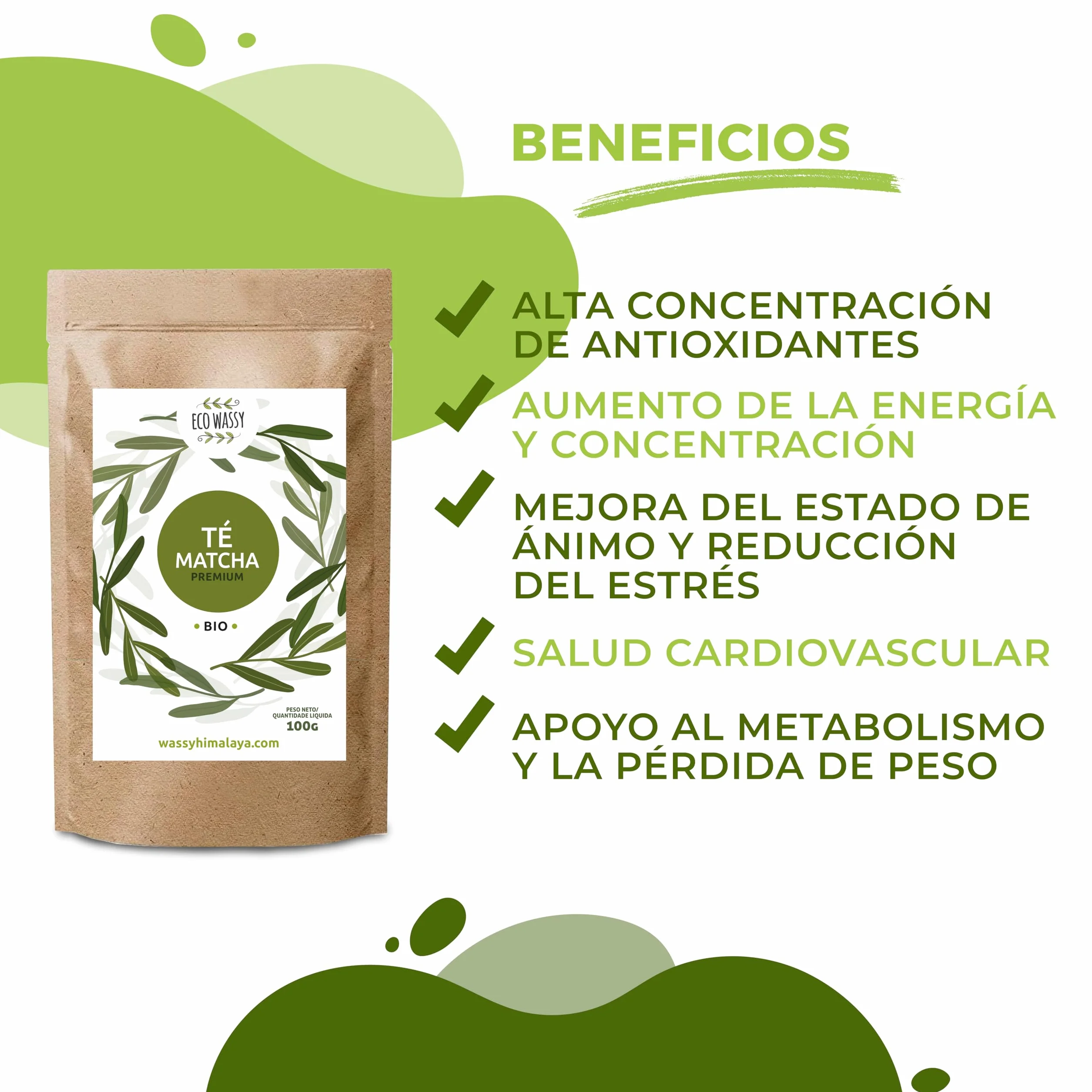 Te Matcha Premium en Polvo 100% Natural 100g Detox Antioxidante
